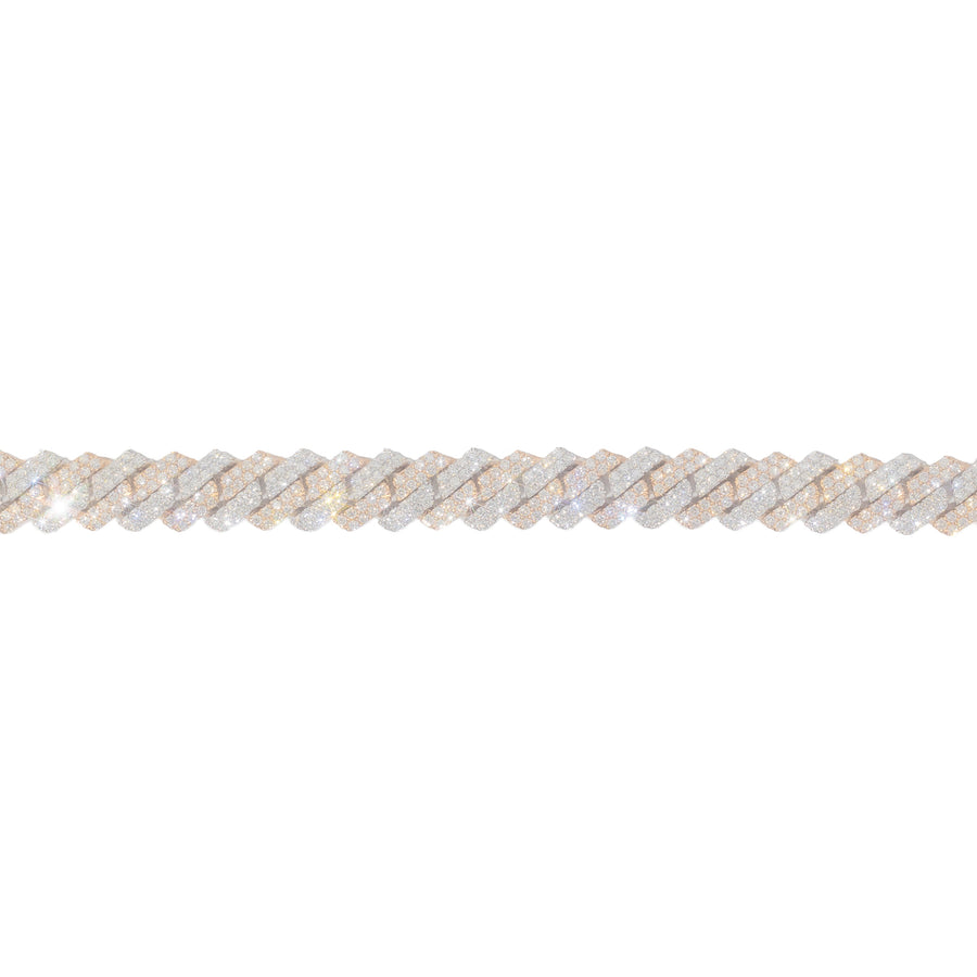 Diamond Cuban Link Bracelet, 10K Yellow & White Gold, 14.20 CTW, 8 Inch product photo