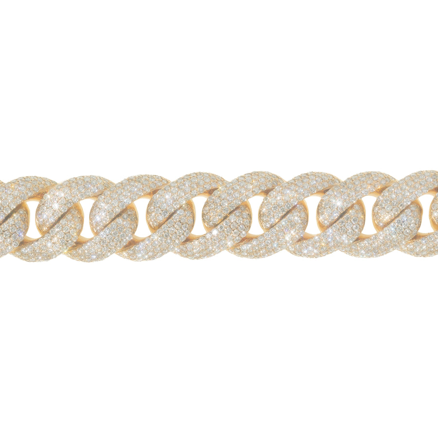 Diamond Cuban Link Bracelet, 14K Yellow Gold, 21.31 Ct, 8 Inch / 23mm product photo