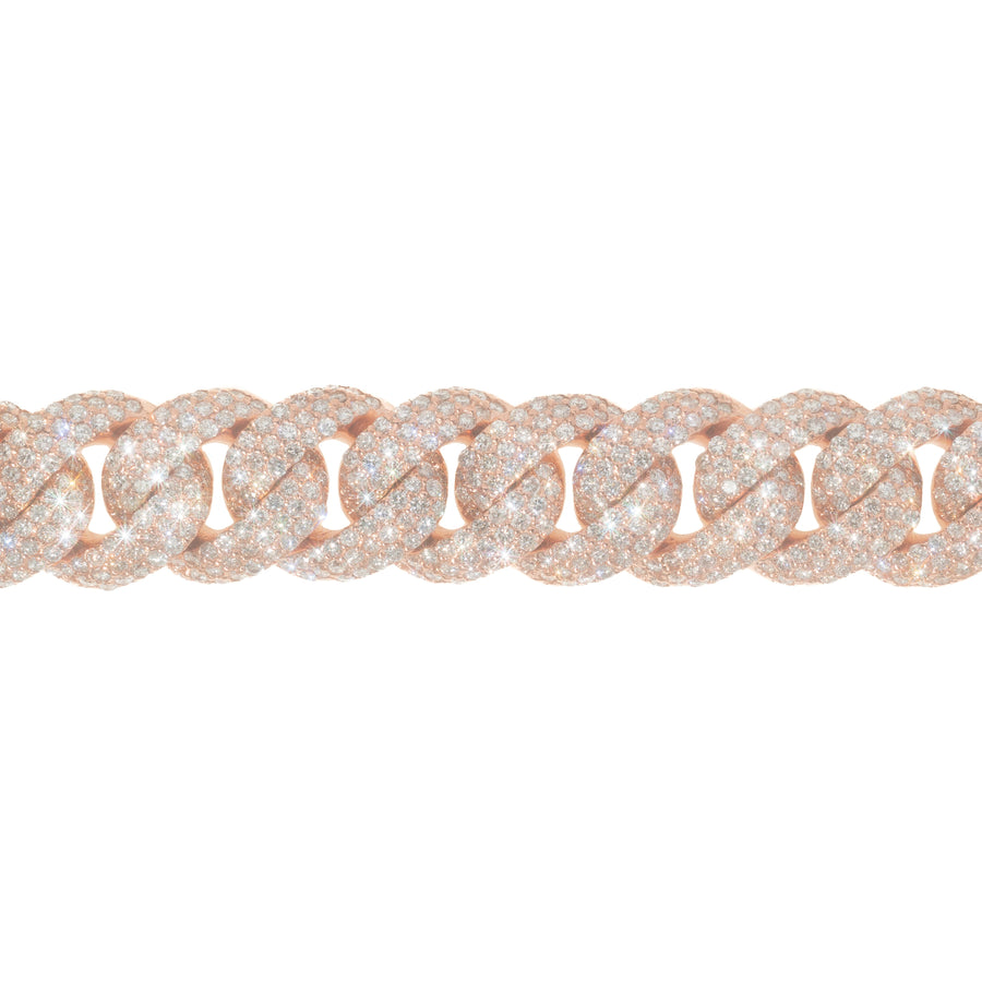Diamond Cuban Link Bracelet, 10K Rose Gold, 27.02 Ct, 8 Inch / 23mm product photo