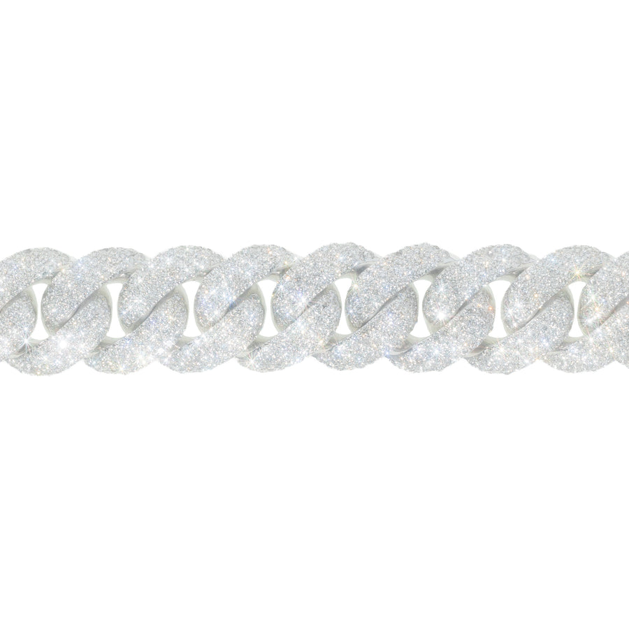 Diamond Cuban Link Bracelet, 10K White Gold, 15.50 Ct, 8 Inch product photo