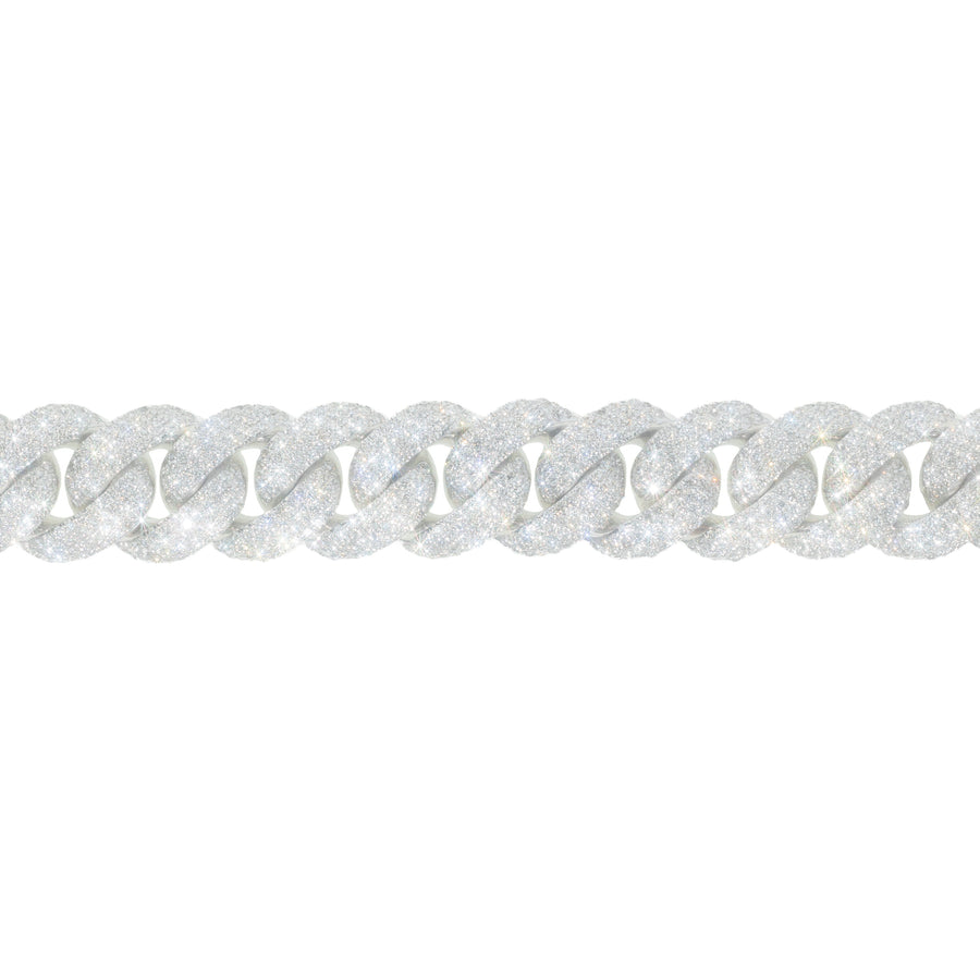 Diamond Cuban Link Bracelet, 10K White Gold, 12.50 Ct, 8 Inch product photo