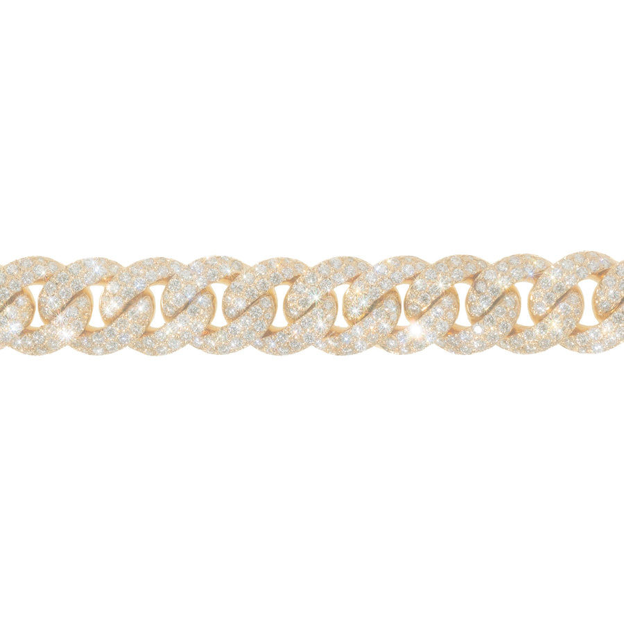 Diamond Cuban Link Bracelet, 14K Yellow Gold, 18.09 Ct, 8 Inch product photo