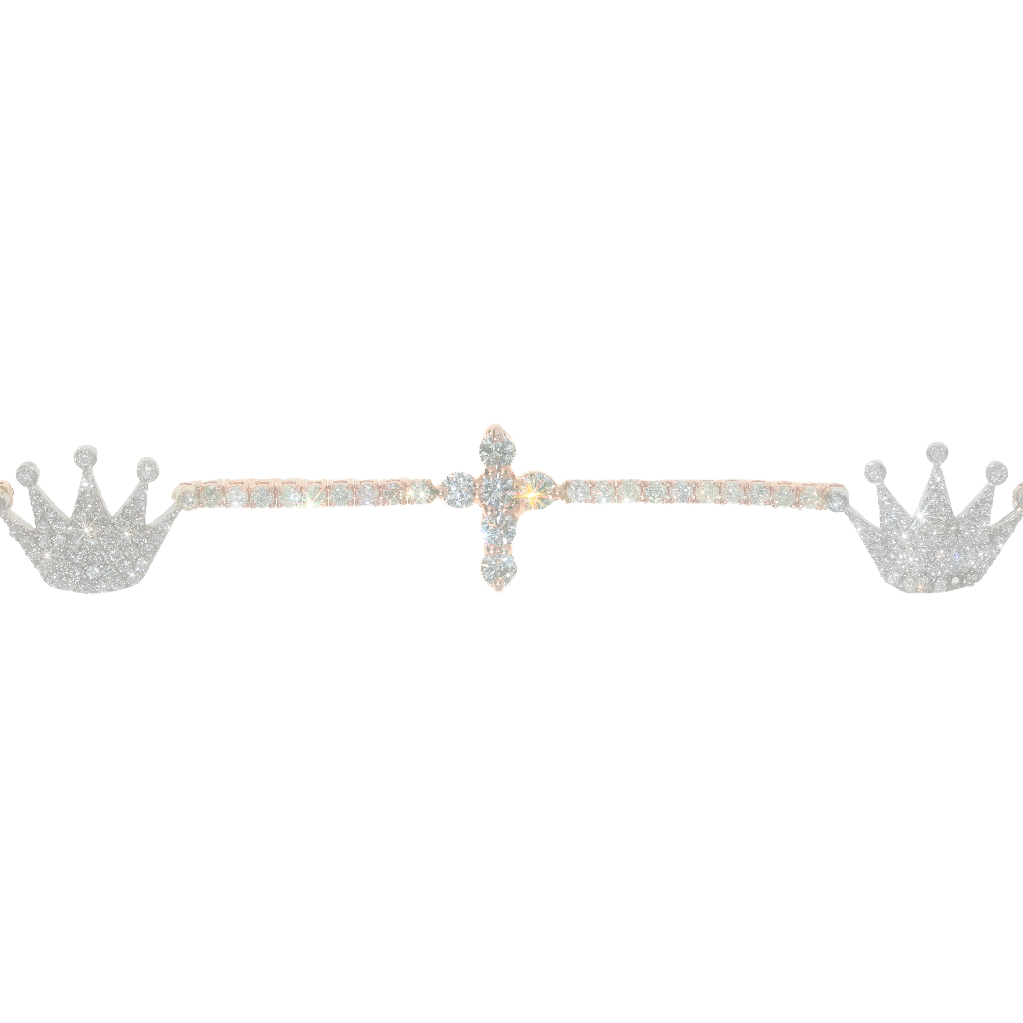 Tennis Bracelet With Cross & Crown