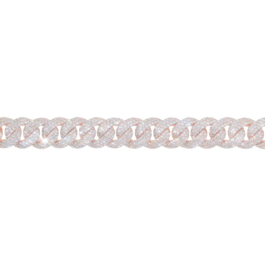Diamond Cuban Link Bracelet, 10K Rose Gold, 14.18 Ct, 8 Inch product photo