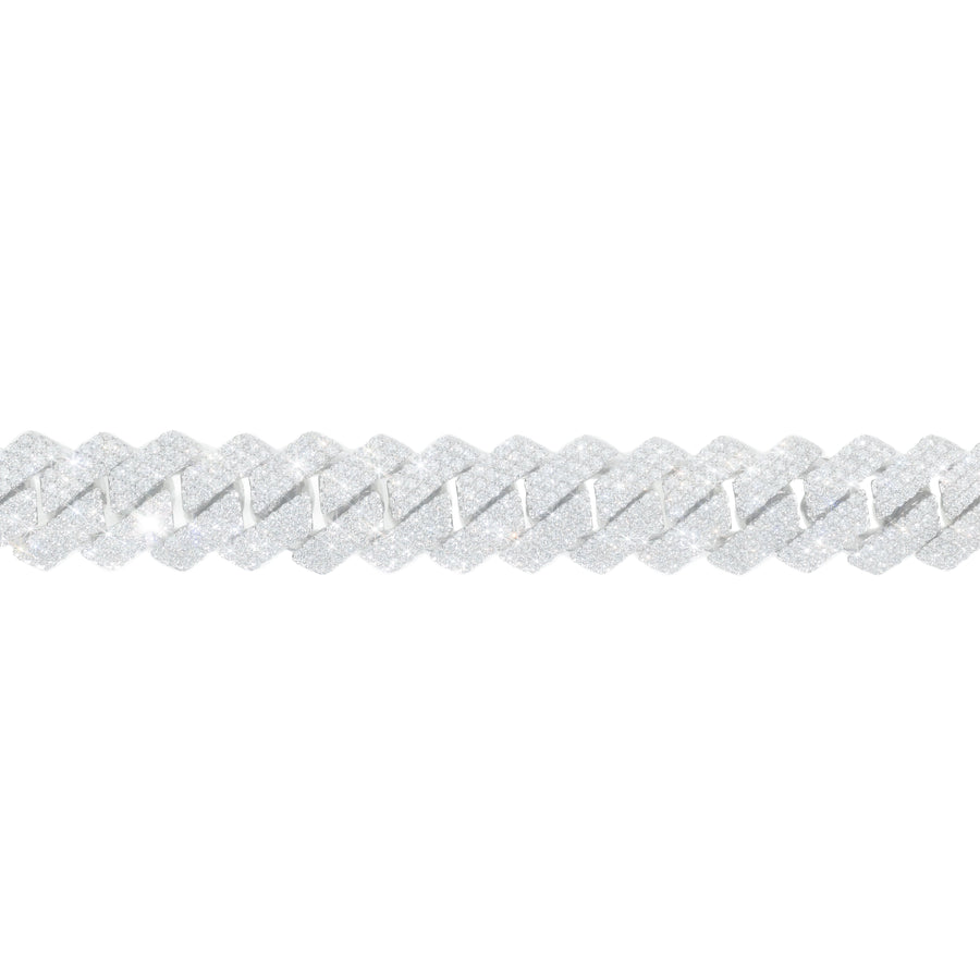 Diamond Cuban Link Bracelet, 10K White Gold, 18.25 Ct, 8 Inch product photo