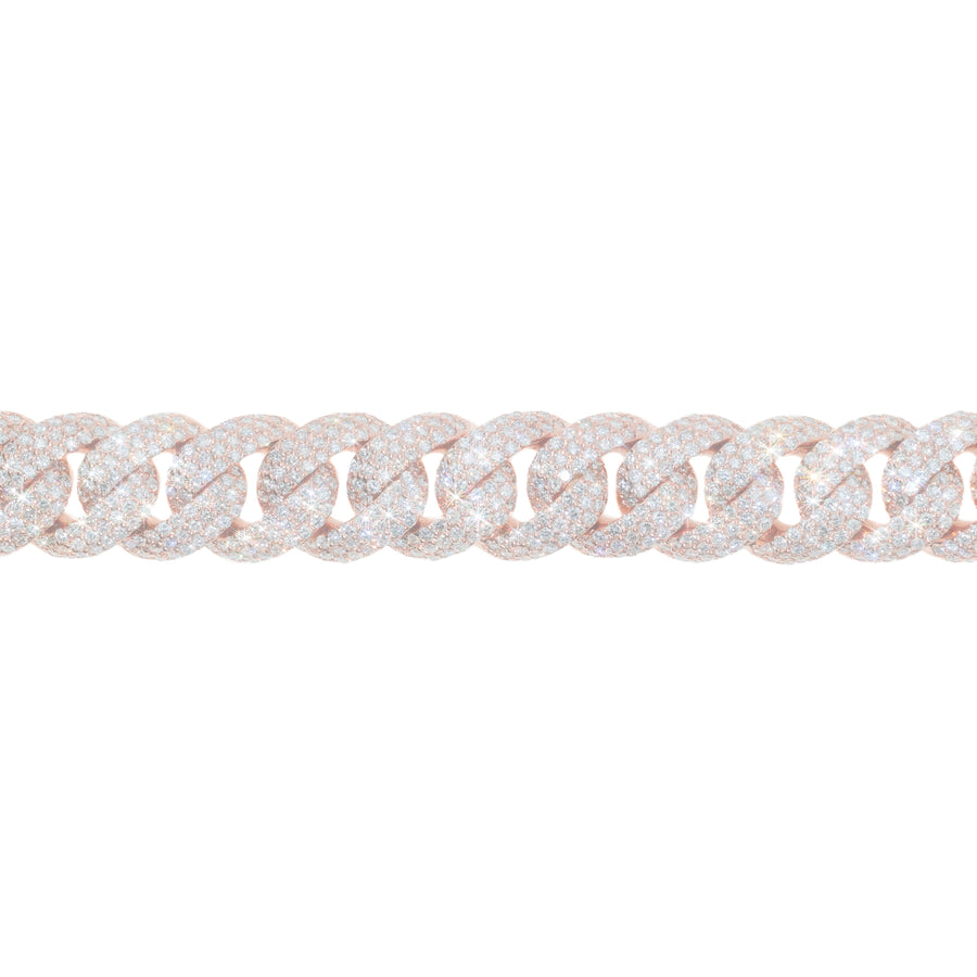Diamond Cuban Link Bracelet, 10K Rose Gold, 27.07 Ct, 8 Inch product photo