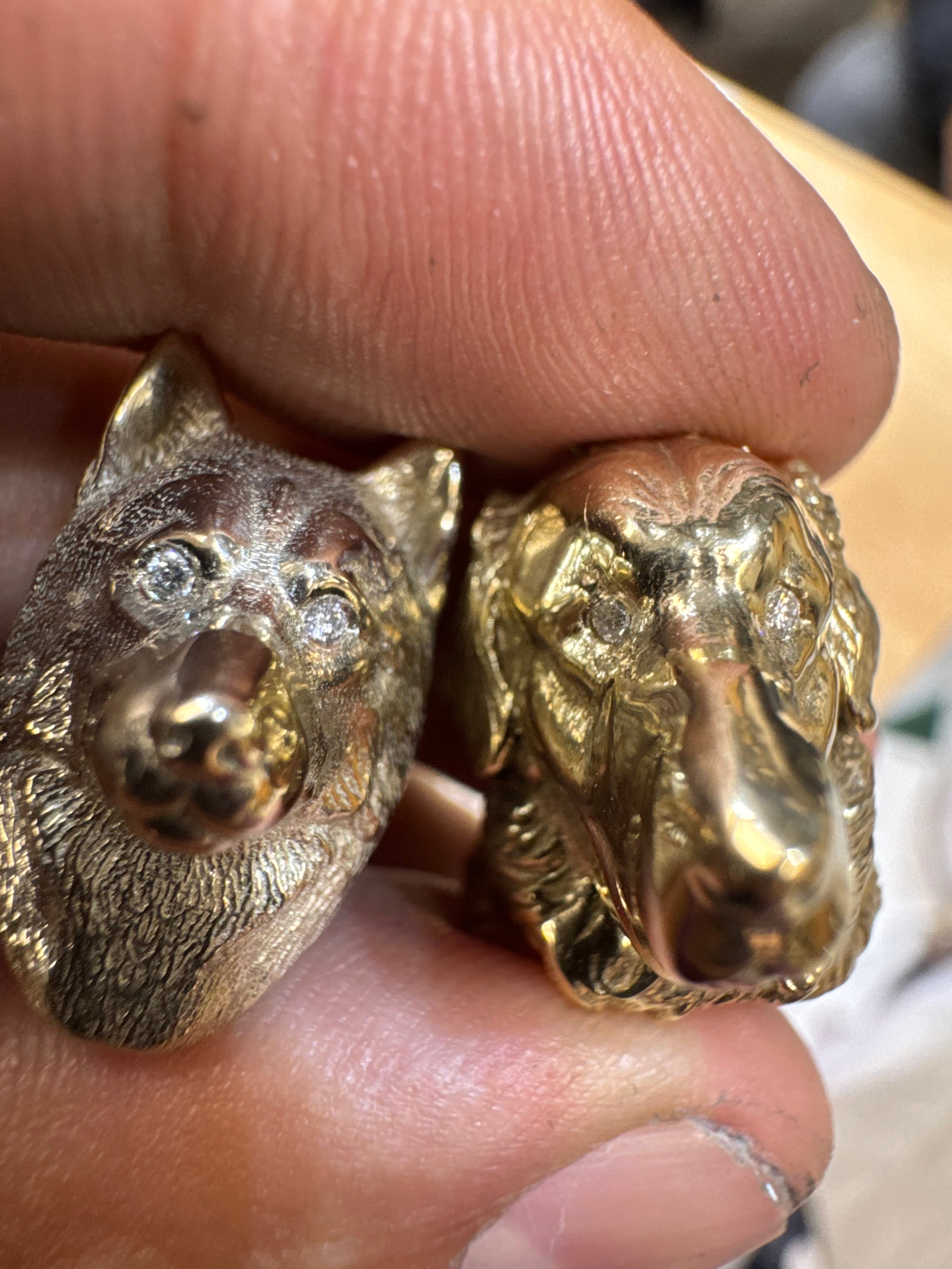 Dog Portrait Pendant in Gold & Diamond