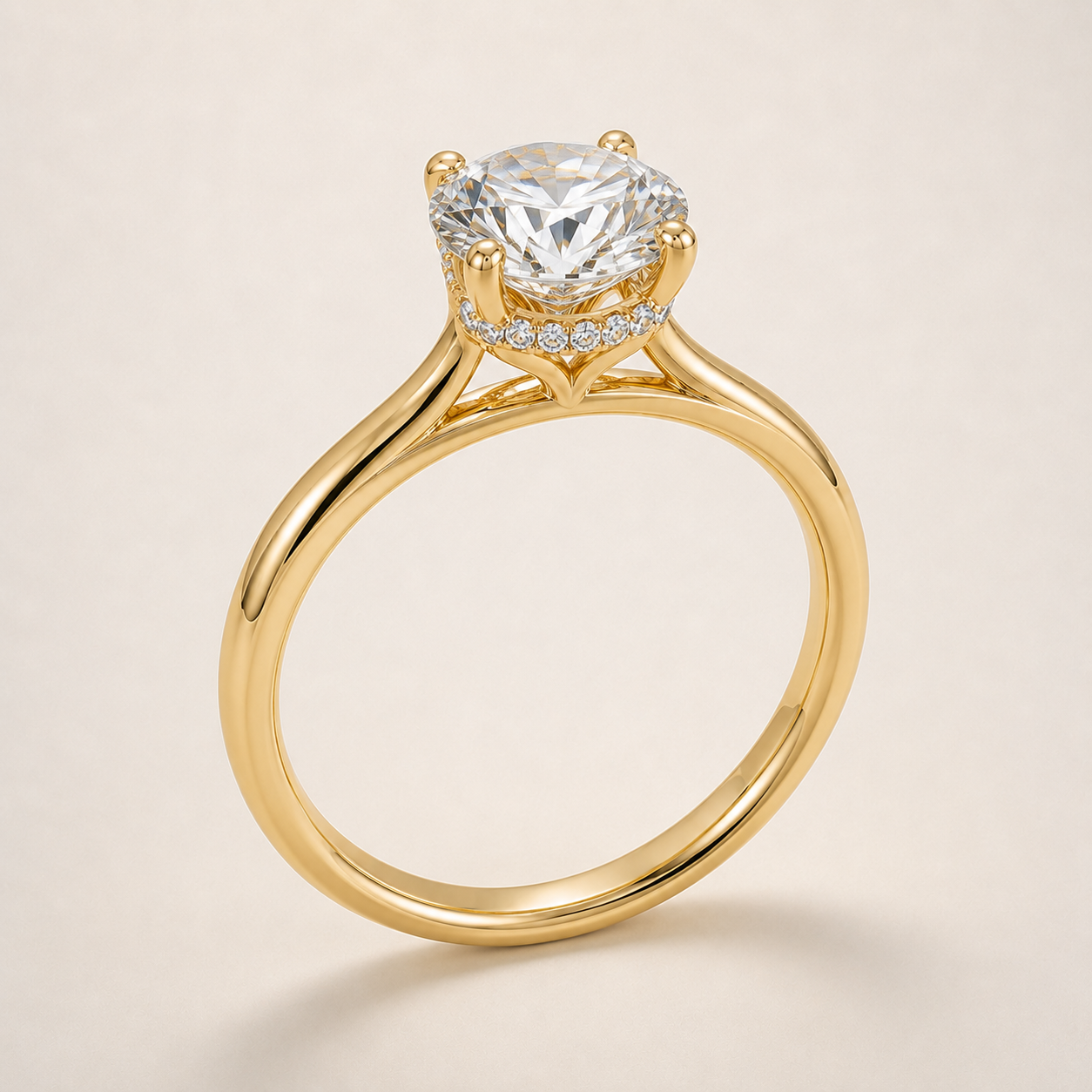 Round hidden halo diamond engagement ring setting – 1Luxury Miami