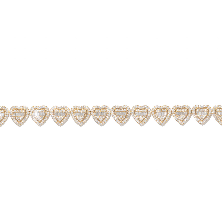 Heart Bracelet With Diamonds & Baguettes
