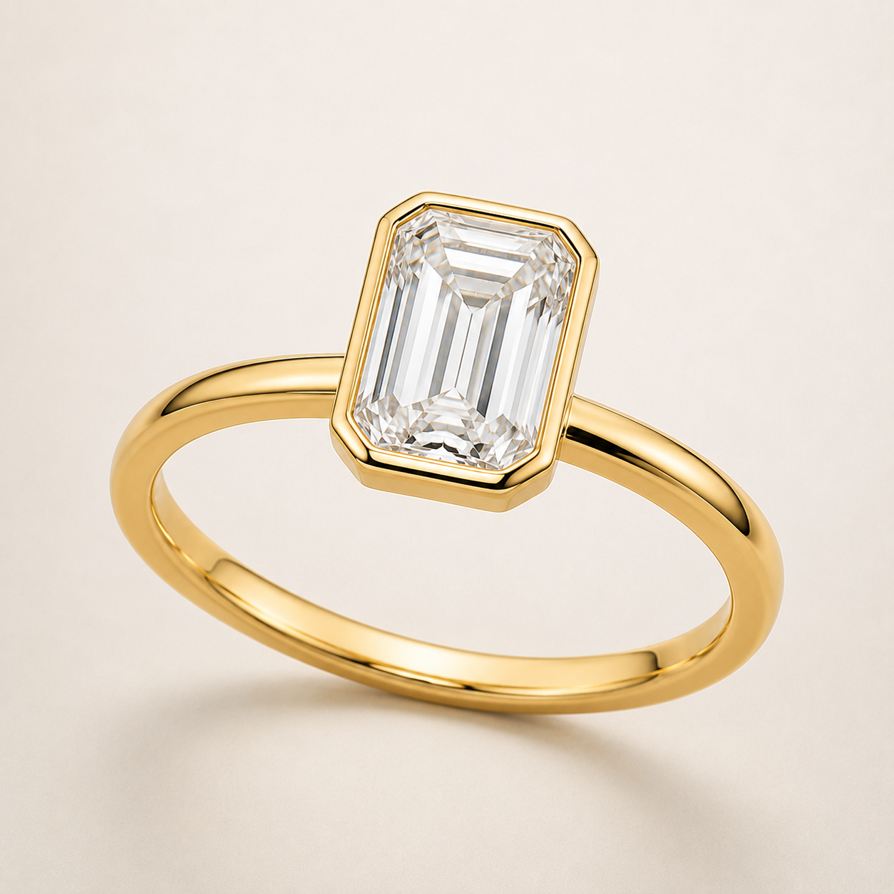 Emerald bezel-set diamond engagement ring setting – 1Luxury Miami