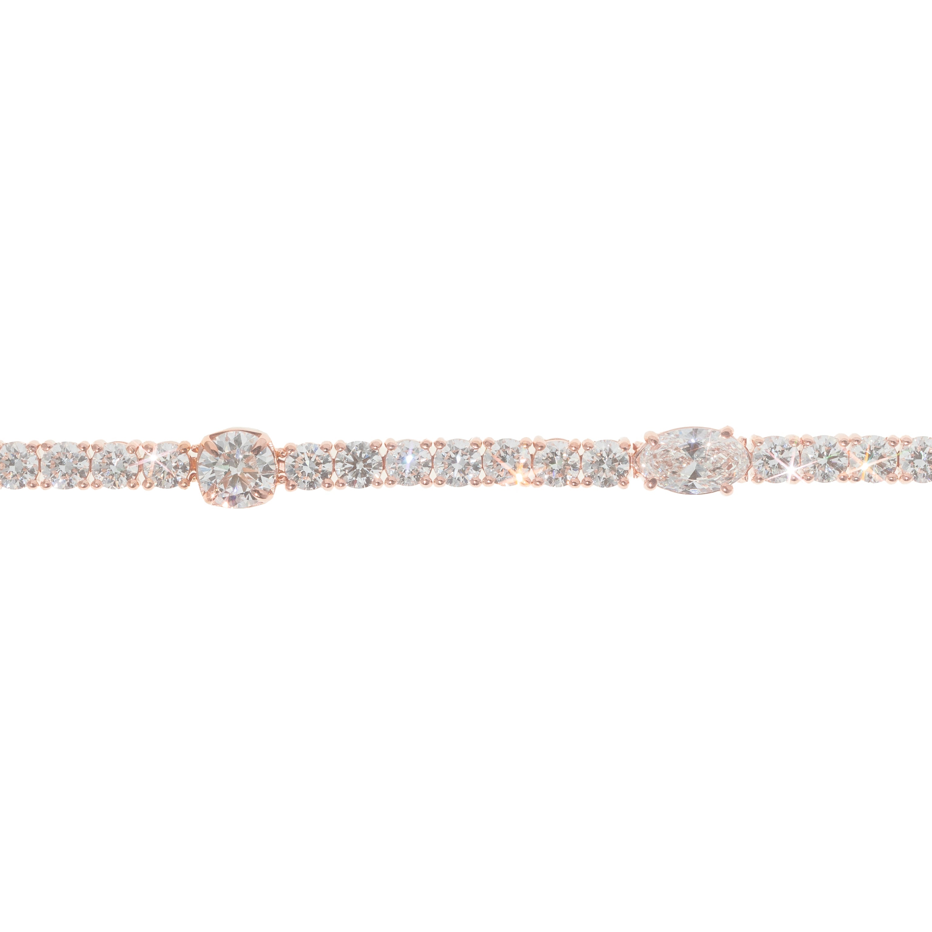Lab Tennis Bracelet With Big Round & Oval Diamond