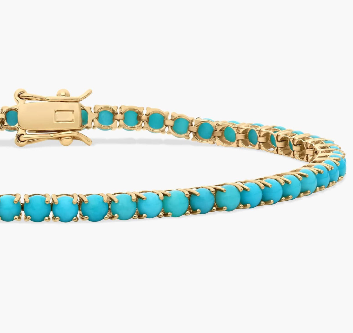 December Birthstone (Turquoise) & Yellow Gold Tennis Bracelet