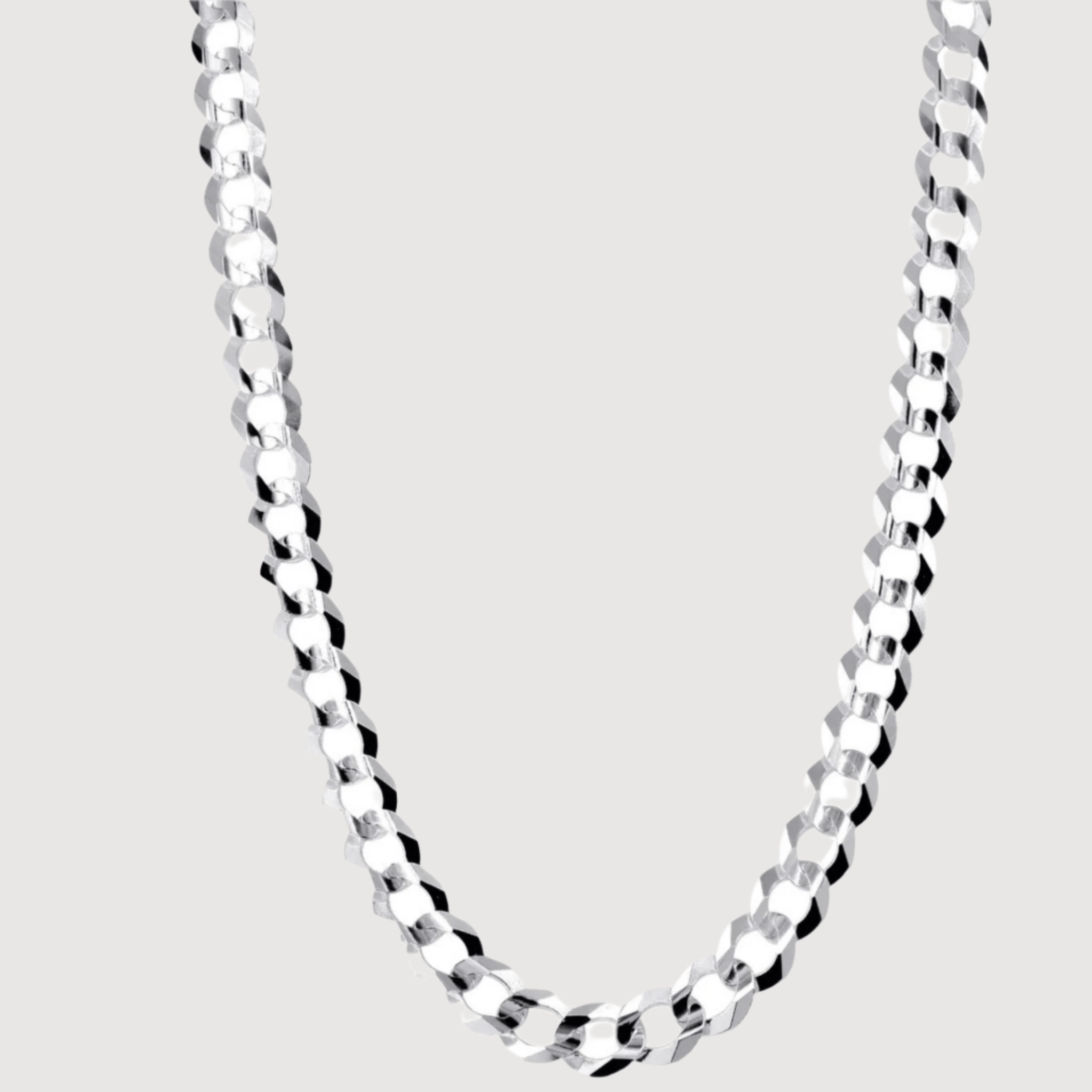 Curb Link Chain - 2mm-5mm Solid White Gold