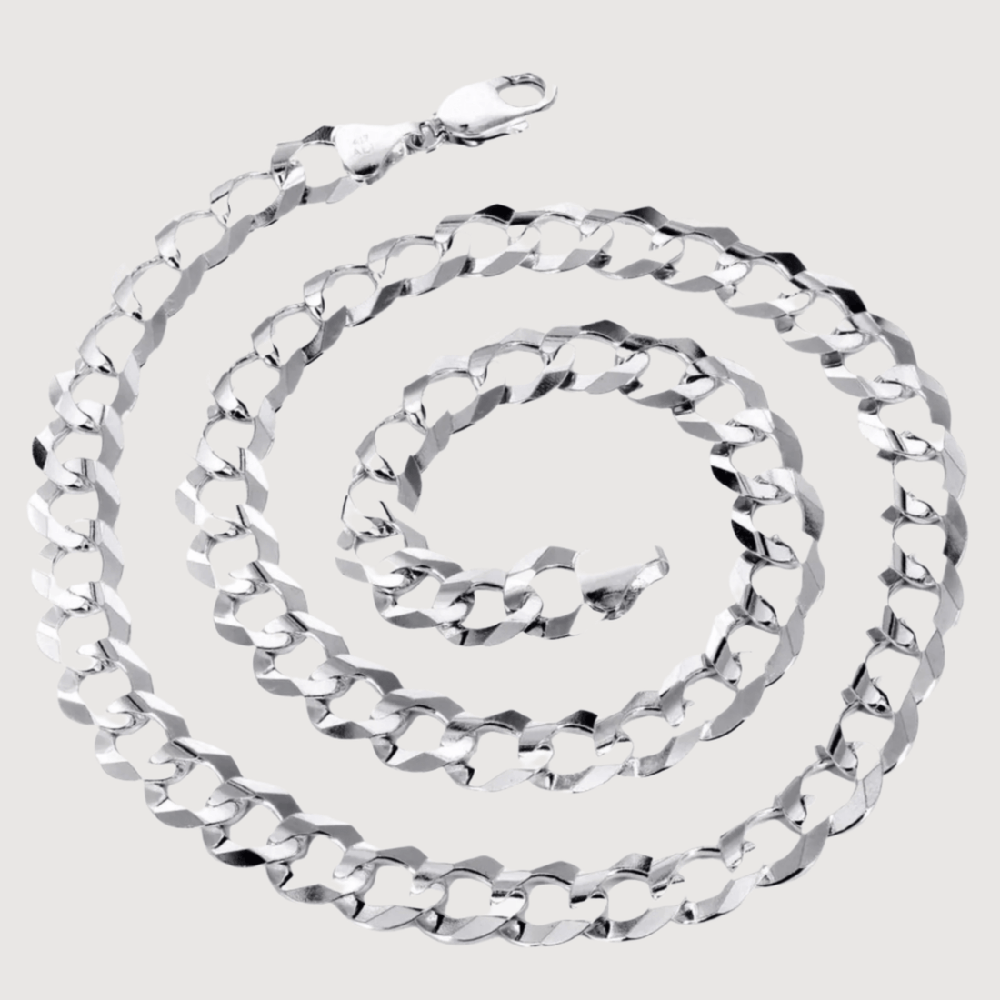 Curb Link Chain - 2mm-5mm Solid White Gold