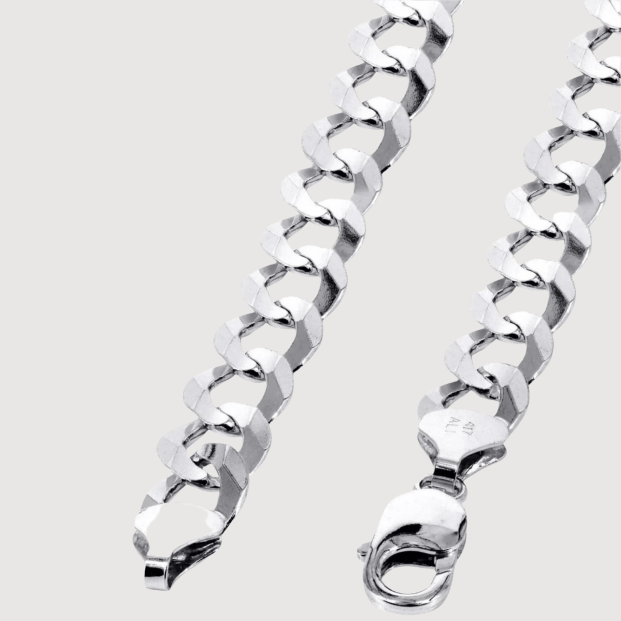 Curb Link Chain - 2mm-5mm Solid White Gold