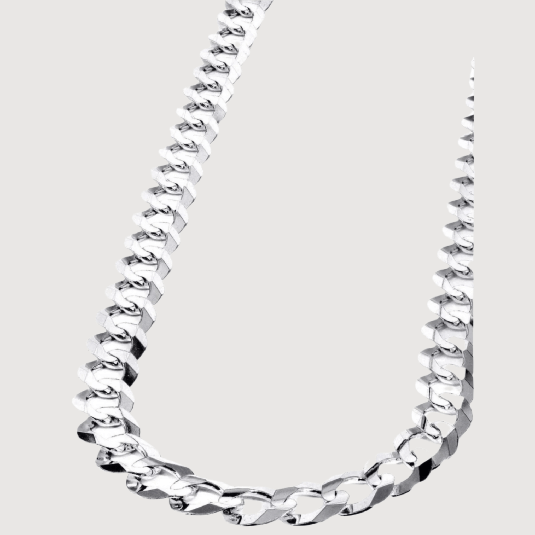 Curb Link Chain - 2mm-5mm Solid White Gold