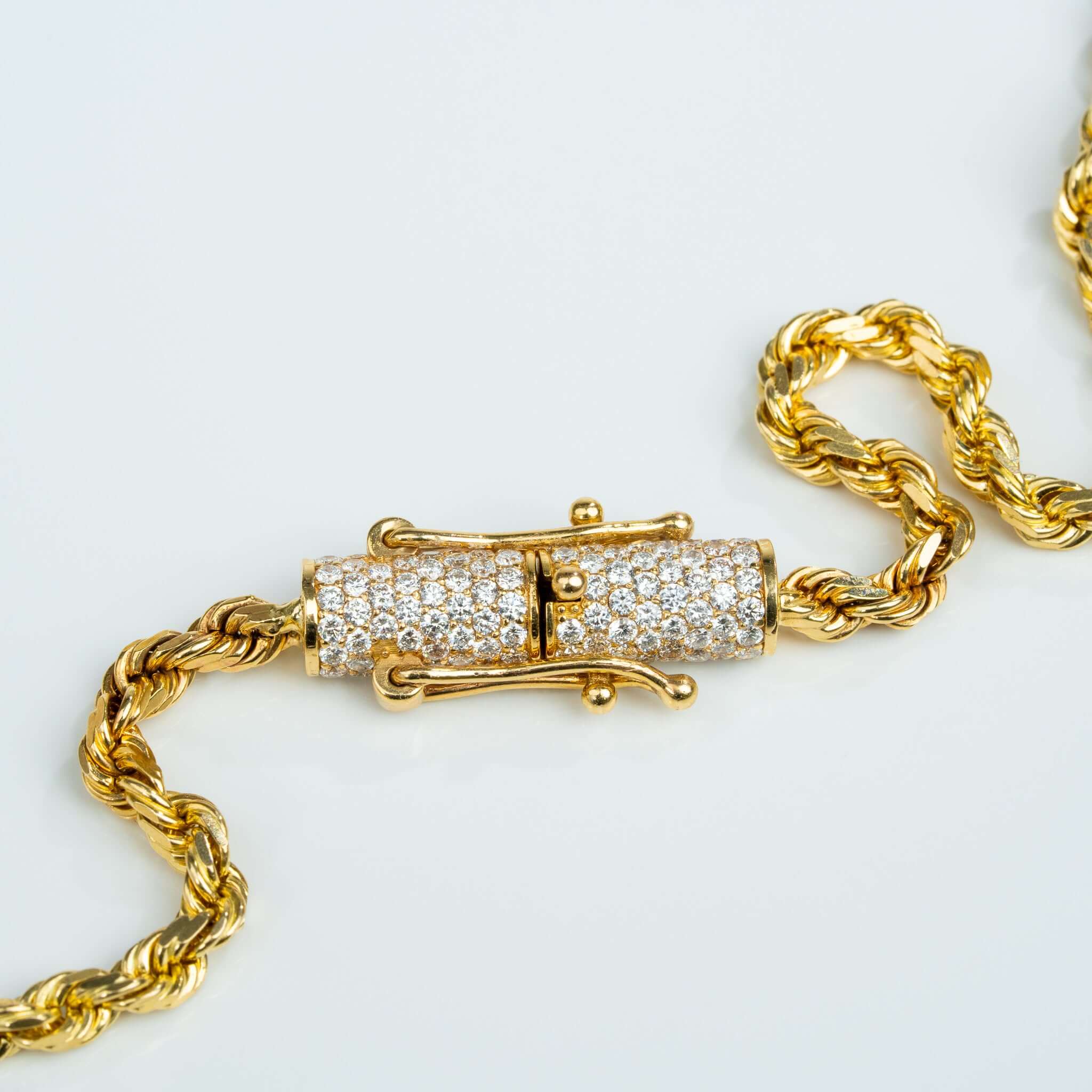 Rope Chain with Custom Diamond Lock - 4mm 14k Gold
