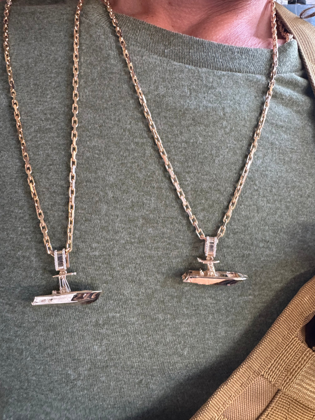 Solid Gold Fishing Boat Pendant – Center Console