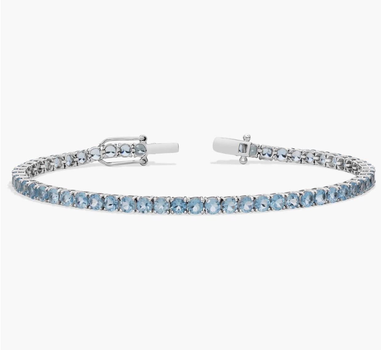 June Birthstone (Aquamarine) & Gold Tennis Bracelet