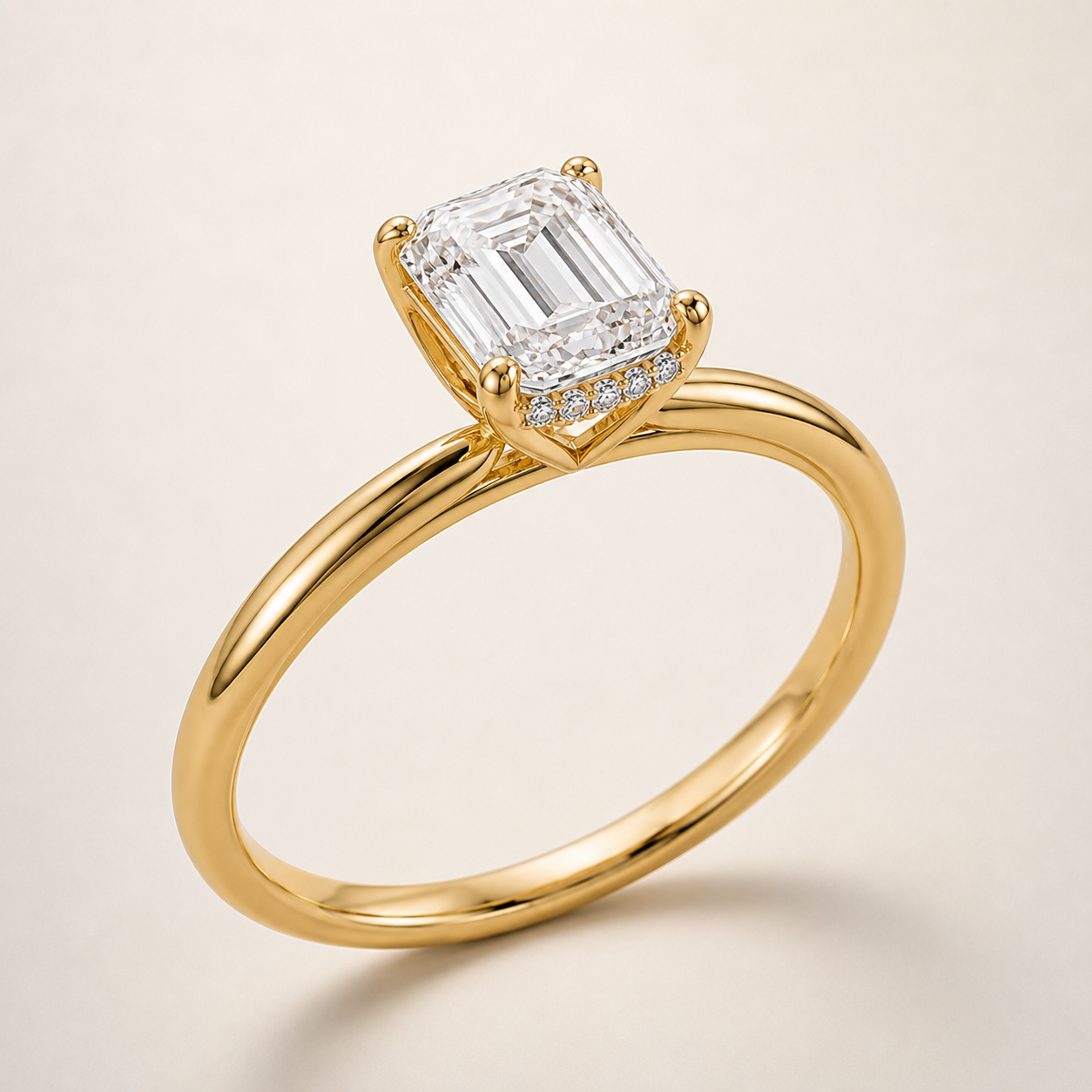 Emerald hidden halo diamond engagement ring setting – 1Luxury Miami