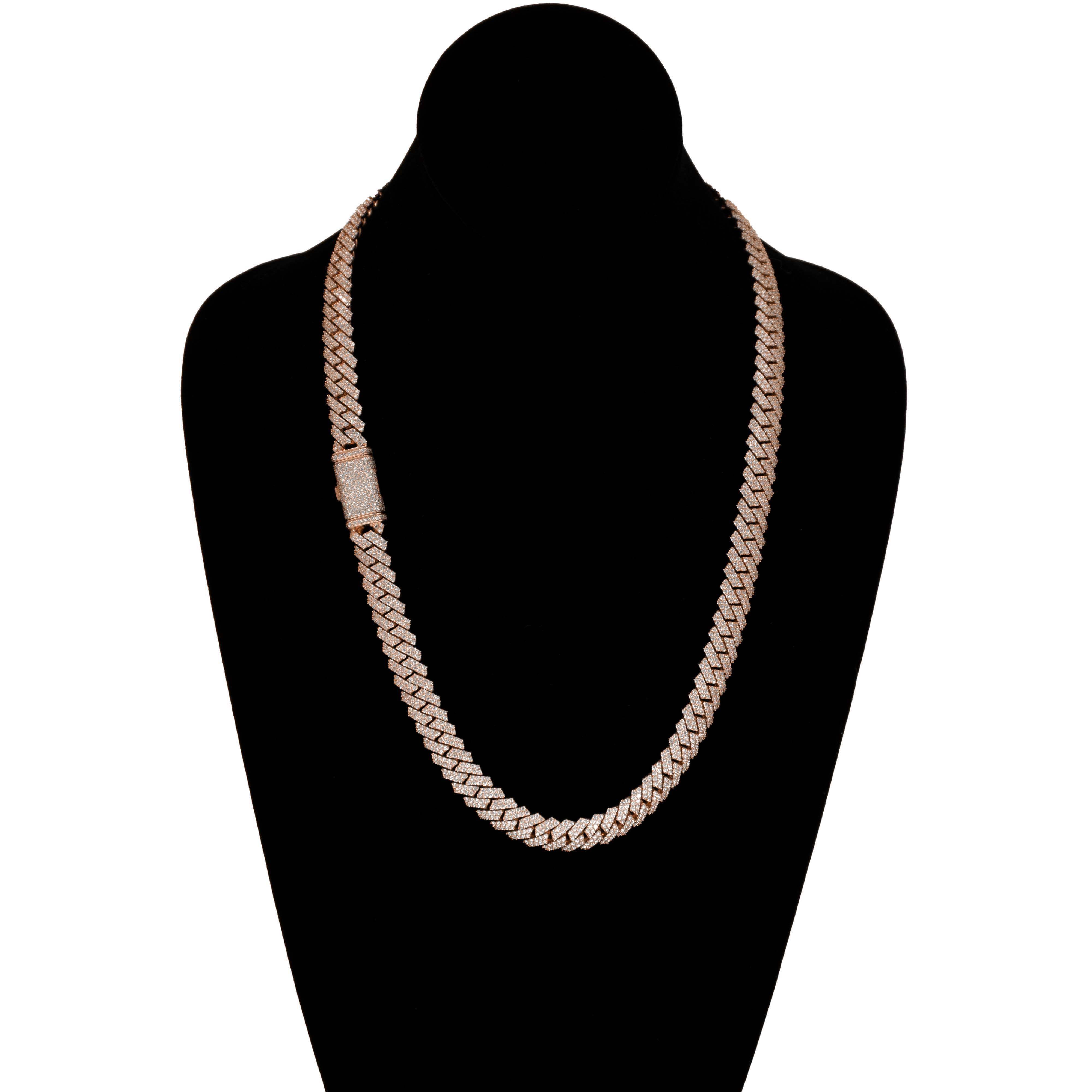 Diamond Cuban Link Chain – 8mm-17.5mm Solid Rose Gold