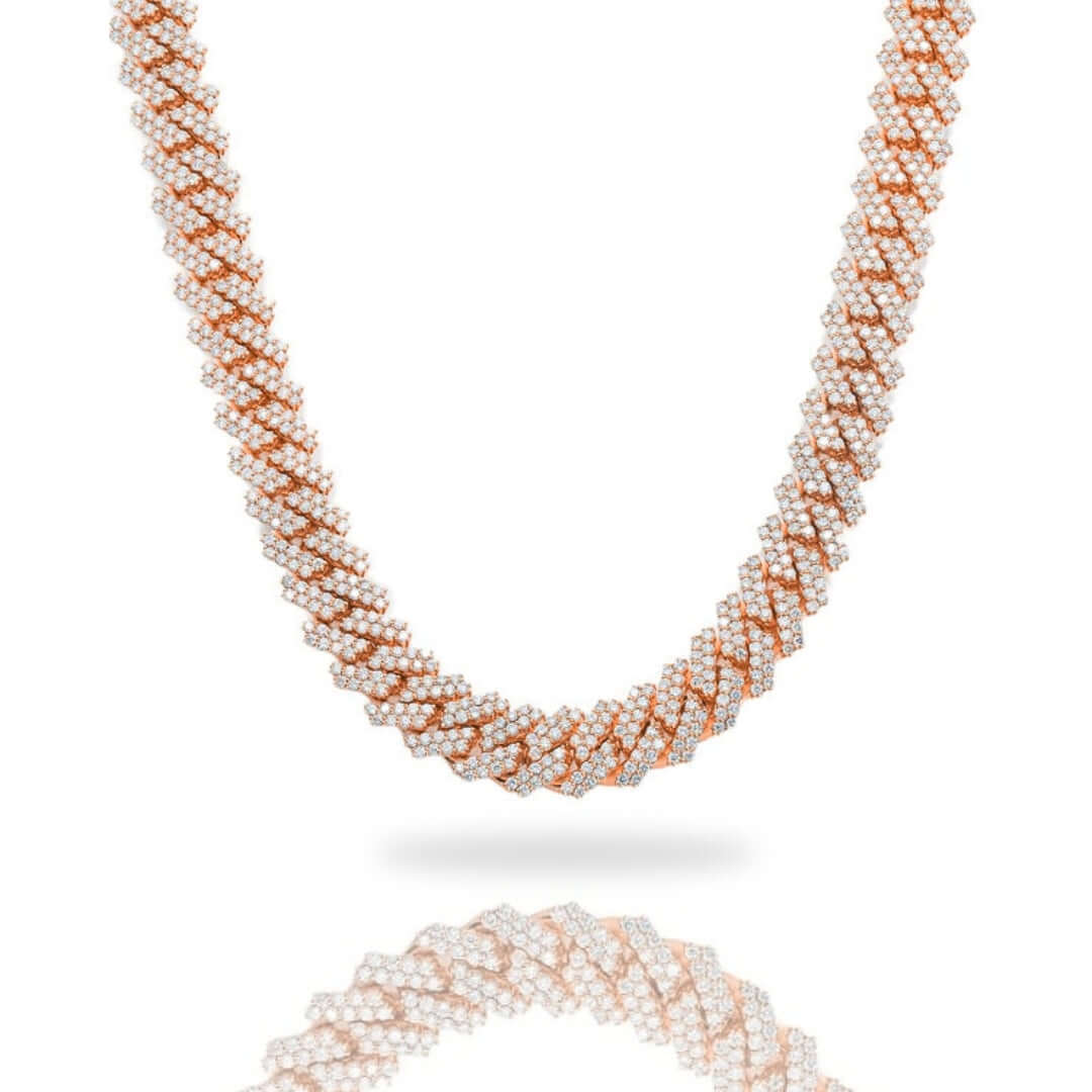 Diamond Cuban Link Chain – 8mm-17.5mm Solid Rose Gold