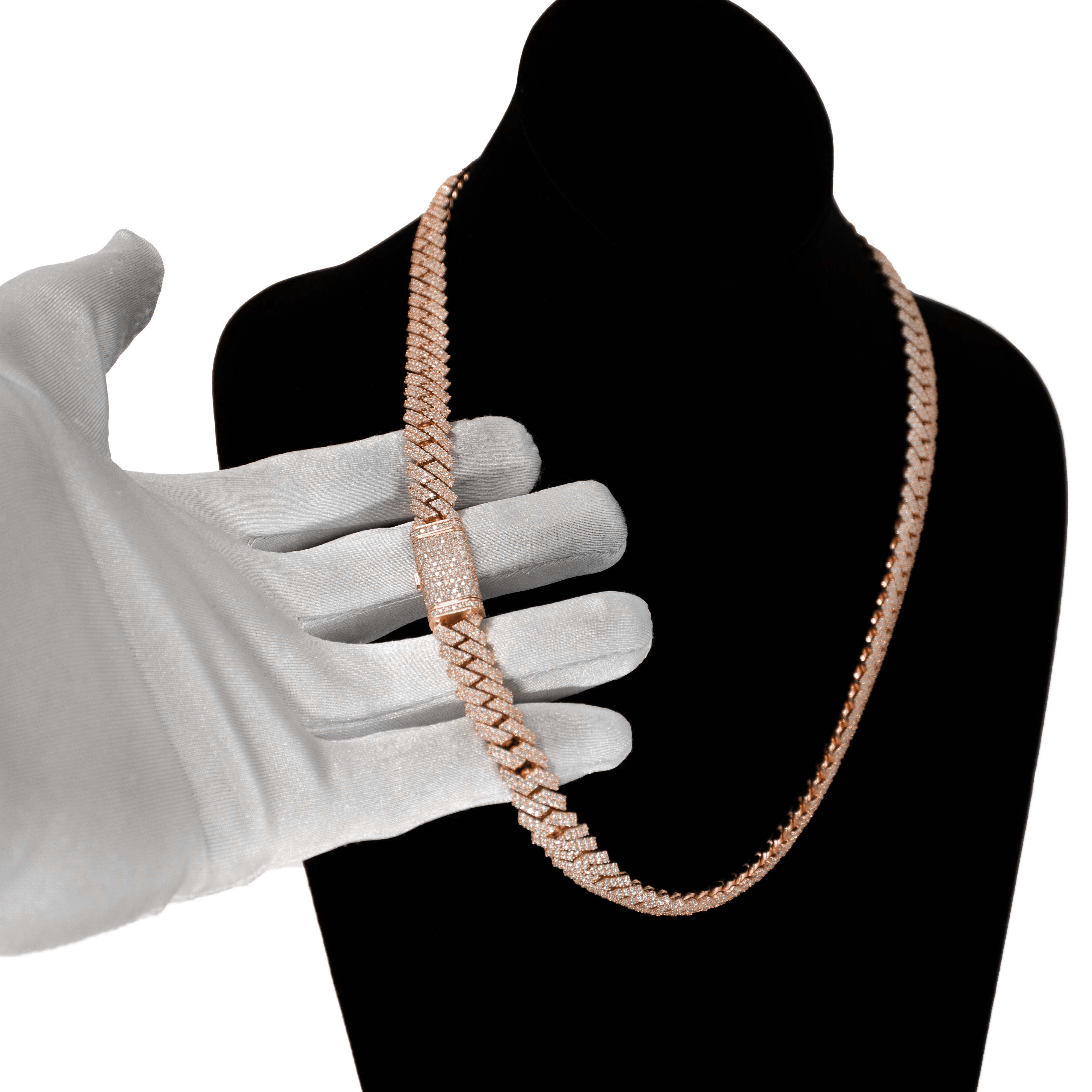 Diamond Cuban Link Chain – 8mm-17.5mm Solid Rose Gold