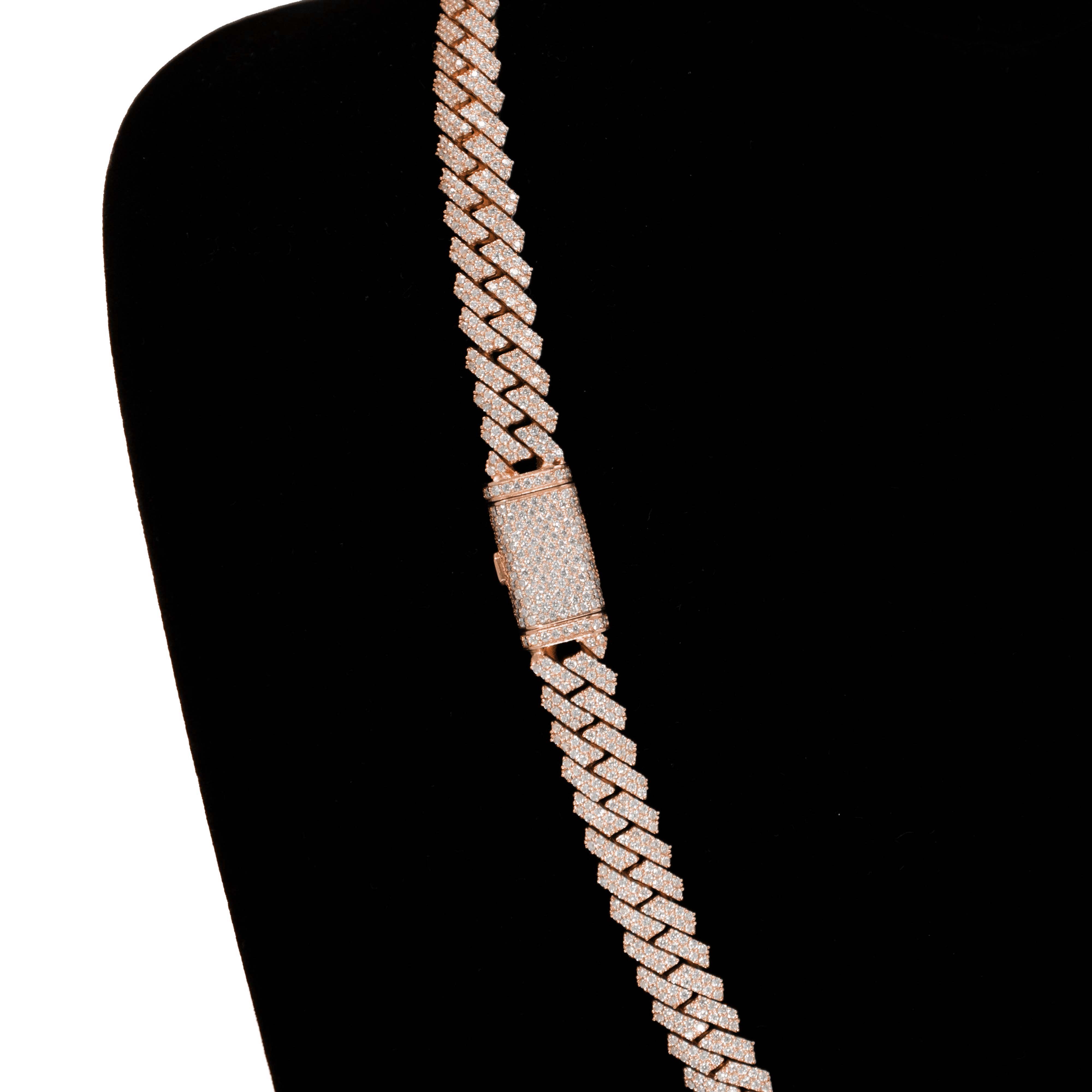 Diamond Cuban Link Chain – 8mm-17.5mm Solid Rose Gold