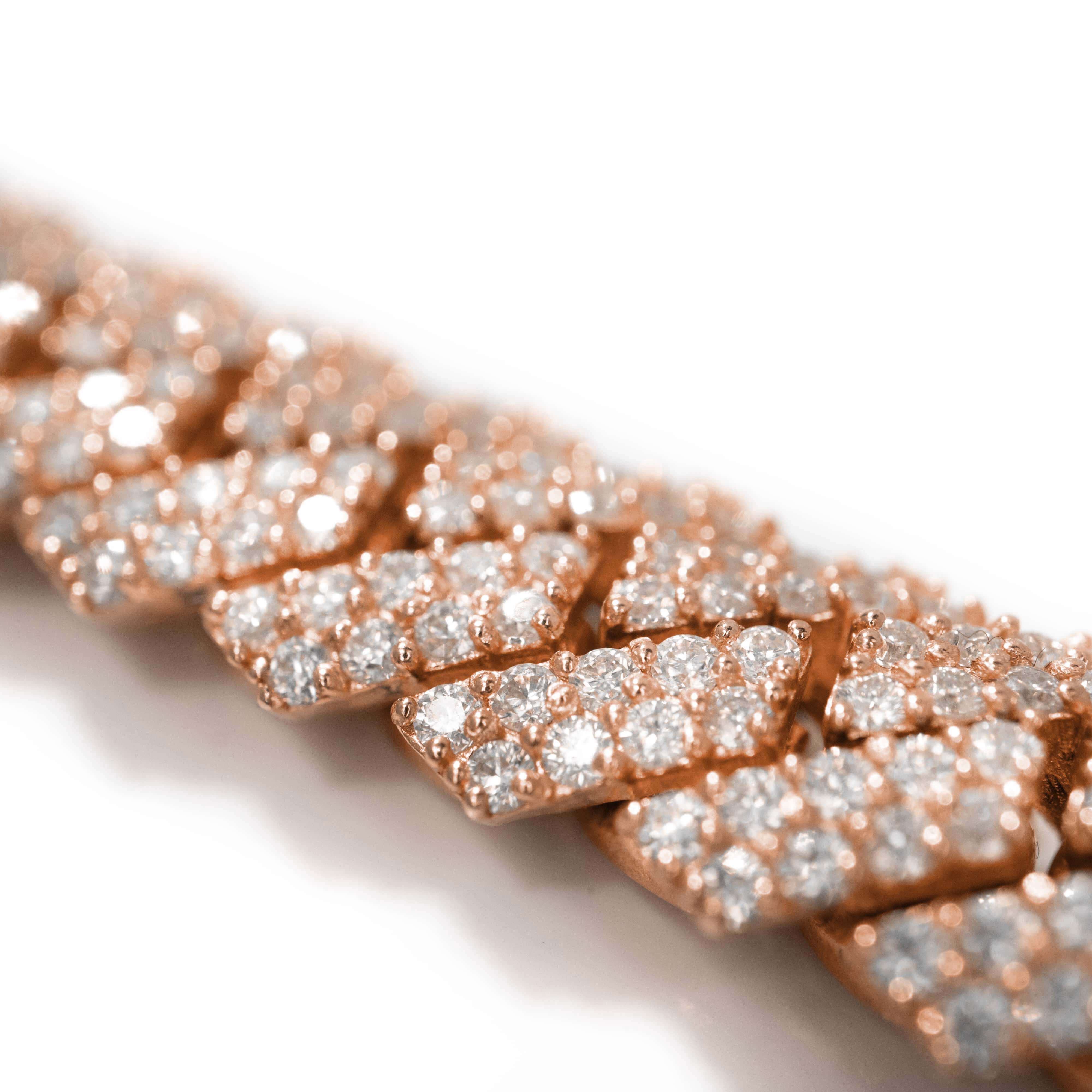 Diamond Cuban Link Chain – 8mm-17.5mm Solid Rose Gold