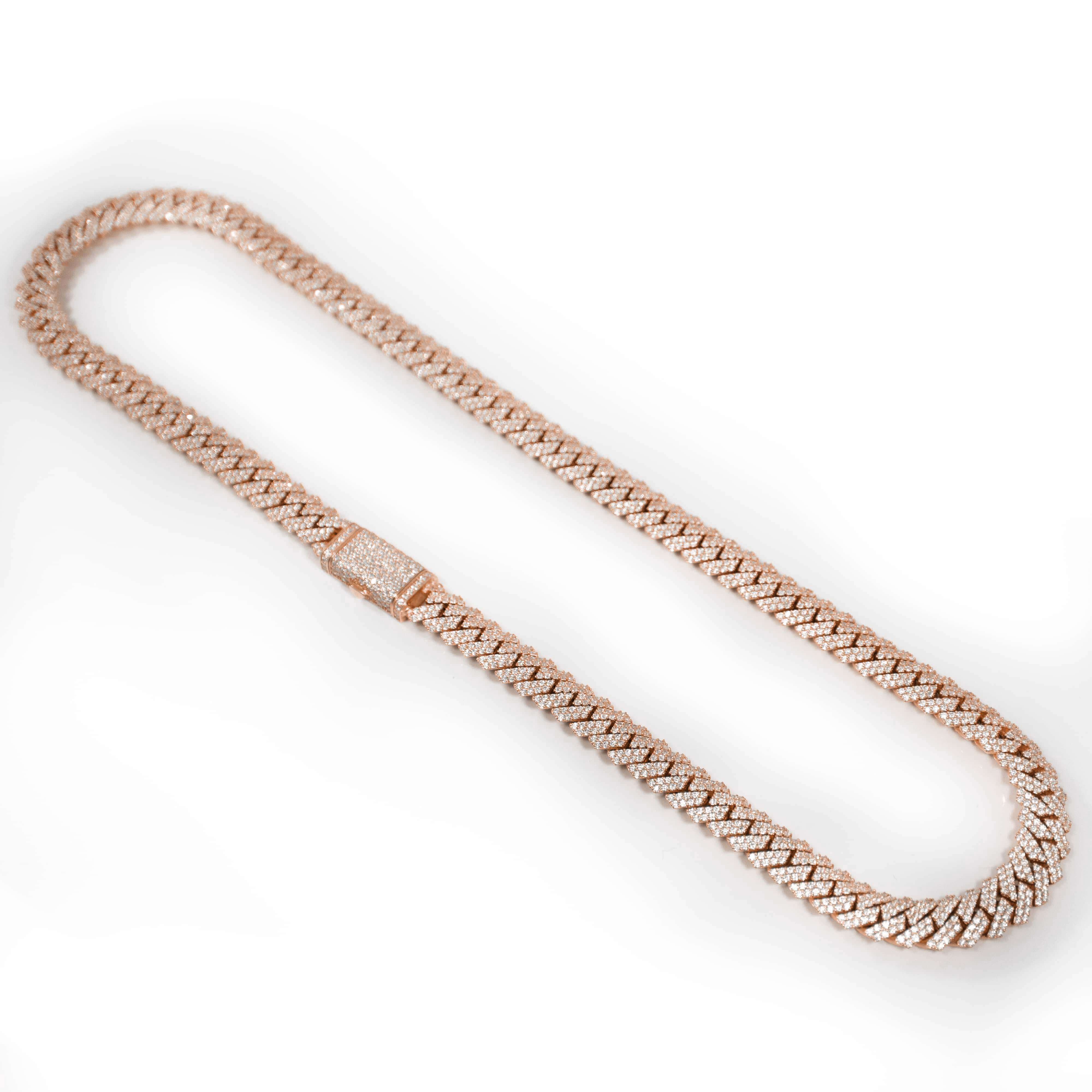 Diamond Cuban Link Chain – 8mm-17.5mm Solid Rose Gold