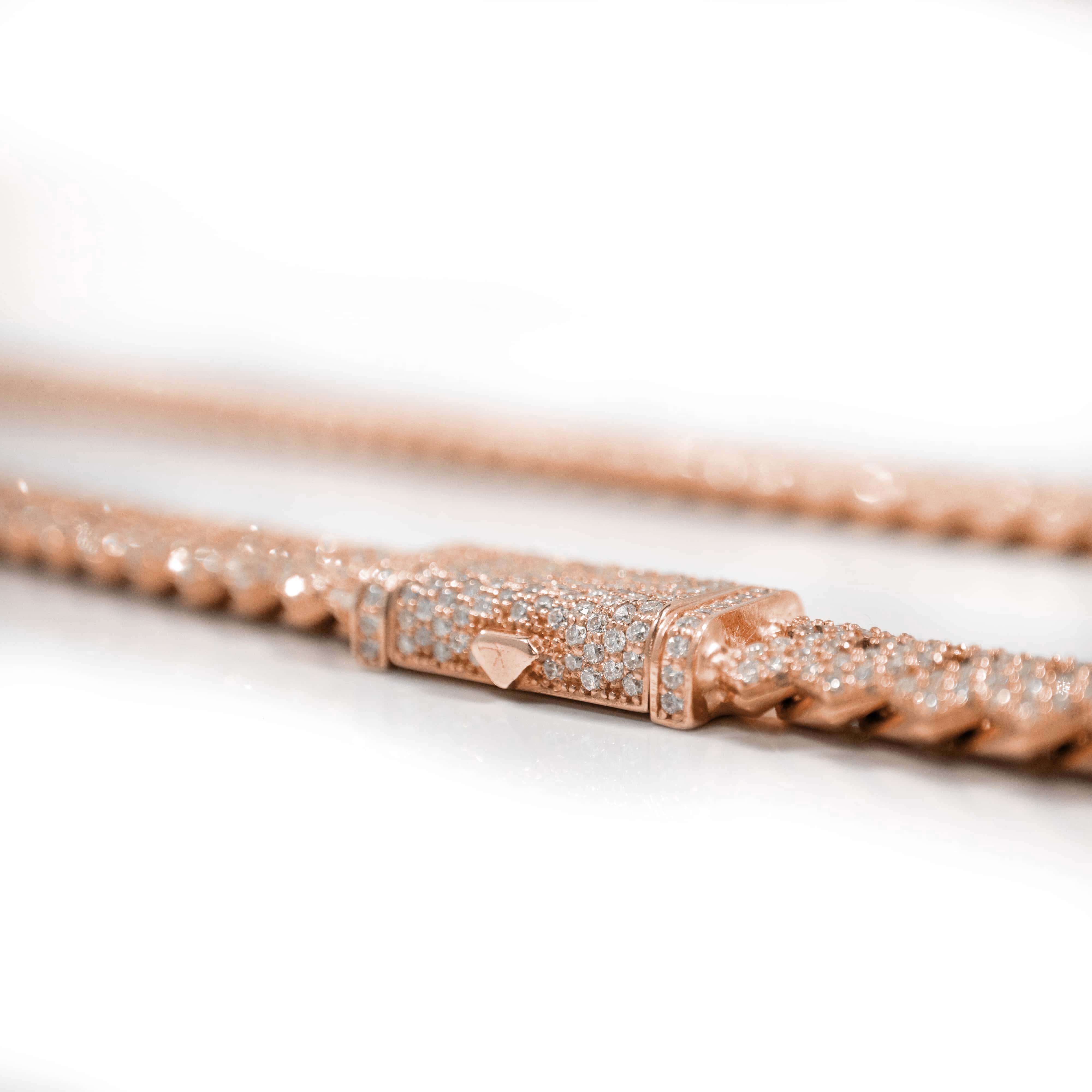 Diamond Cuban Link Chain – 8mm-17.5mm Solid Rose Gold