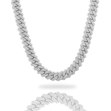 Diamonds Cuban Link Chain - 8mm-17.5mm Solid White Gold