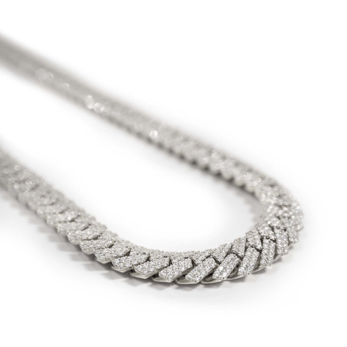 Diamonds Cuban Link Chain - 8mm-17.5mm Solid White Gold