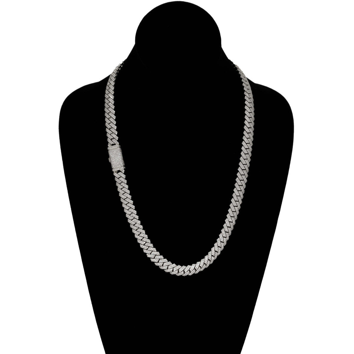 Diamonds Cuban Link Chain - 8mm-17.5mm Solid White Gold