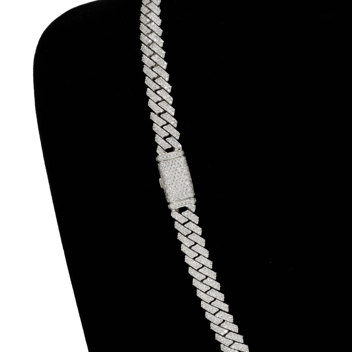 Diamonds Cuban Link Chain - 8mm-17.5mm Solid White Gold