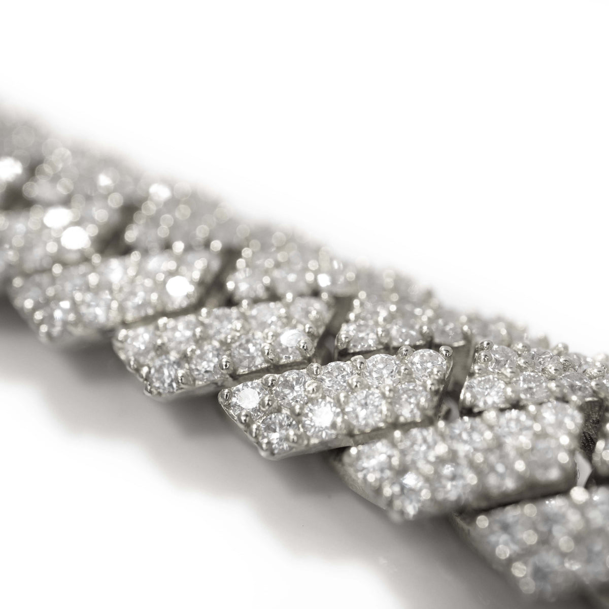 Diamonds Cuban Link Chain - 8mm-17.5mm Solid White Gold