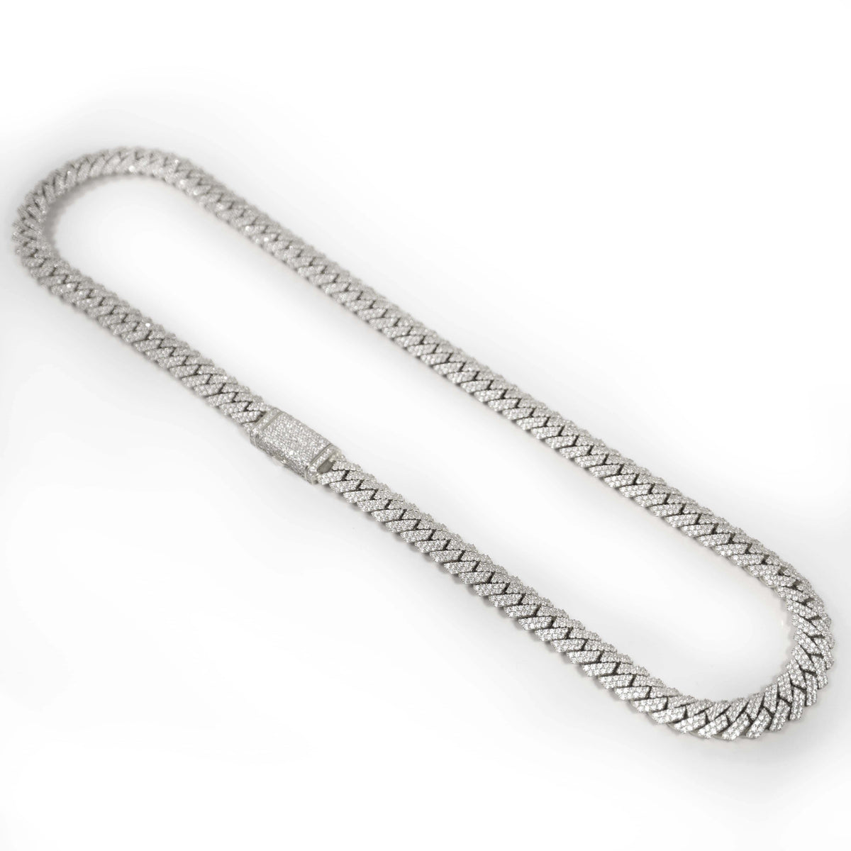 Diamonds Cuban Link Chain - 8mm-17.5mm Solid White Gold