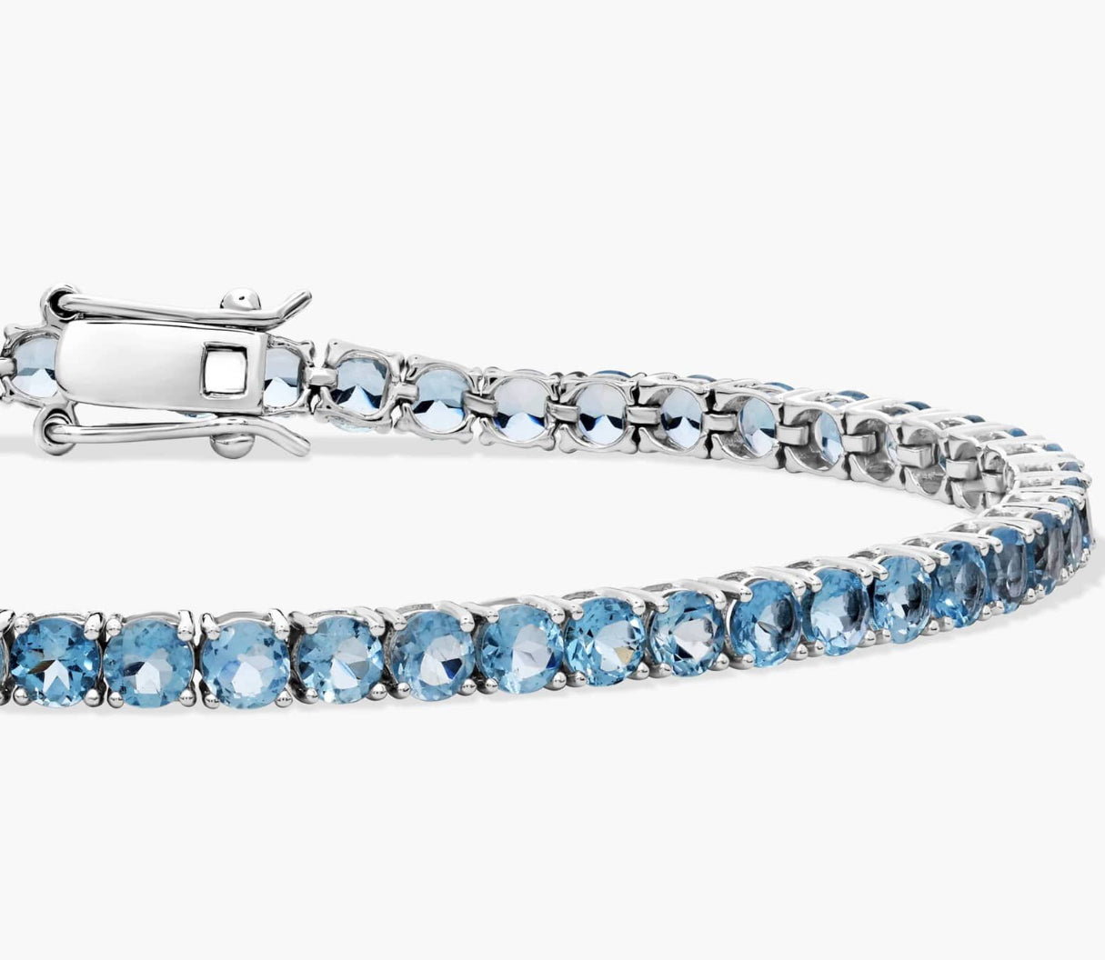 June Birthstone (Aquamarine) & Gold Tennis Bracelet