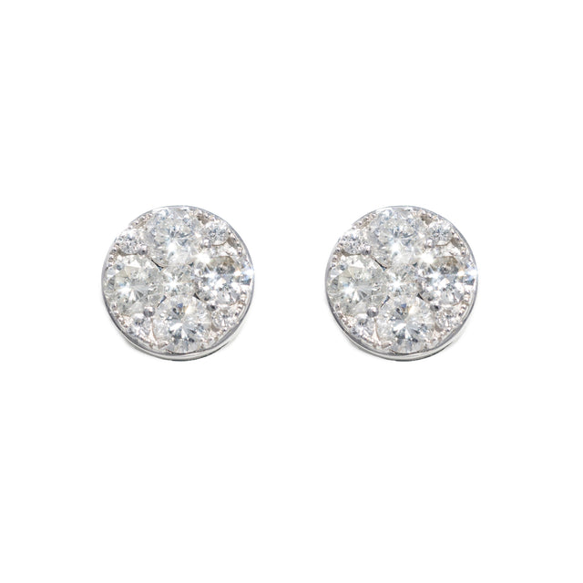 1.00 CTW Round Diamond Earrings in 18K White Gold