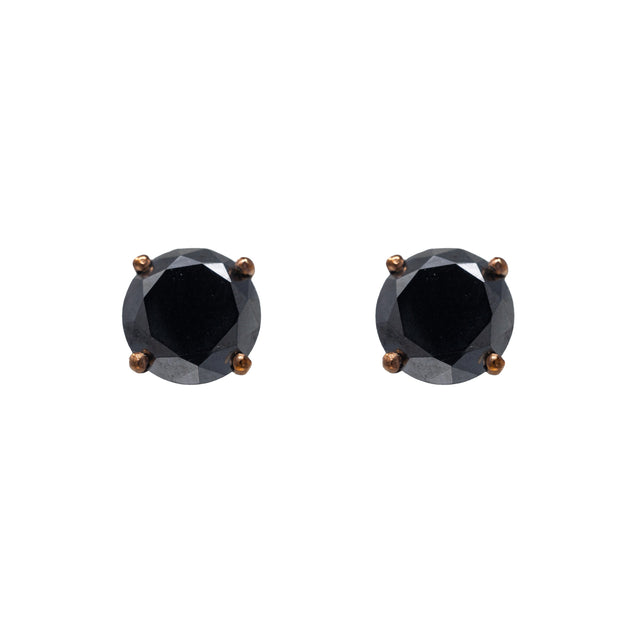 4.14 CTW Black Diamond Stud Earrings in 14K Rose Gold