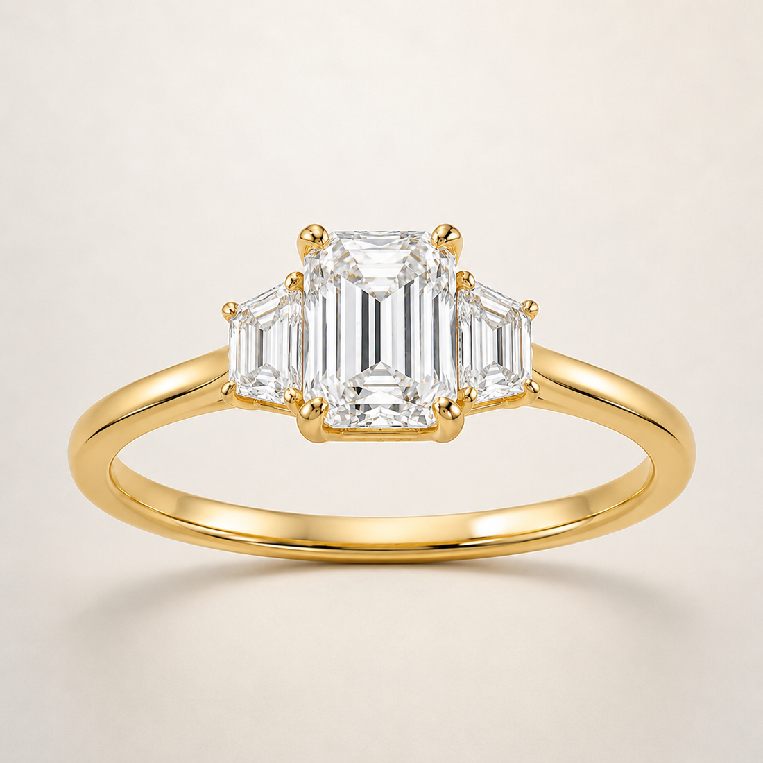 Emerald three-stone diamond engagement ring setting – 1Luxury Miami