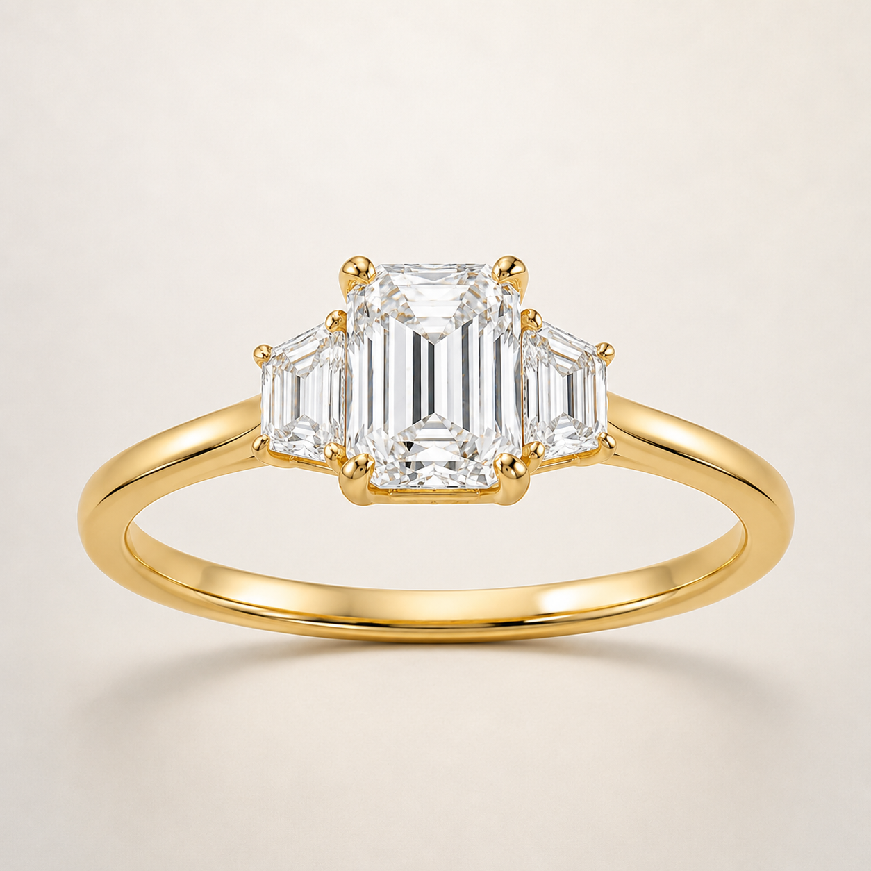 Emerald Three-Stone Diamond Engagement Ring Setting — additional product image