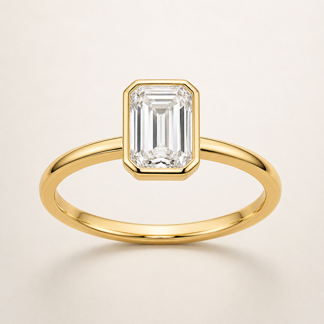Emerald Bezel-Set Diamond Engagement Ring Setting — additional product image