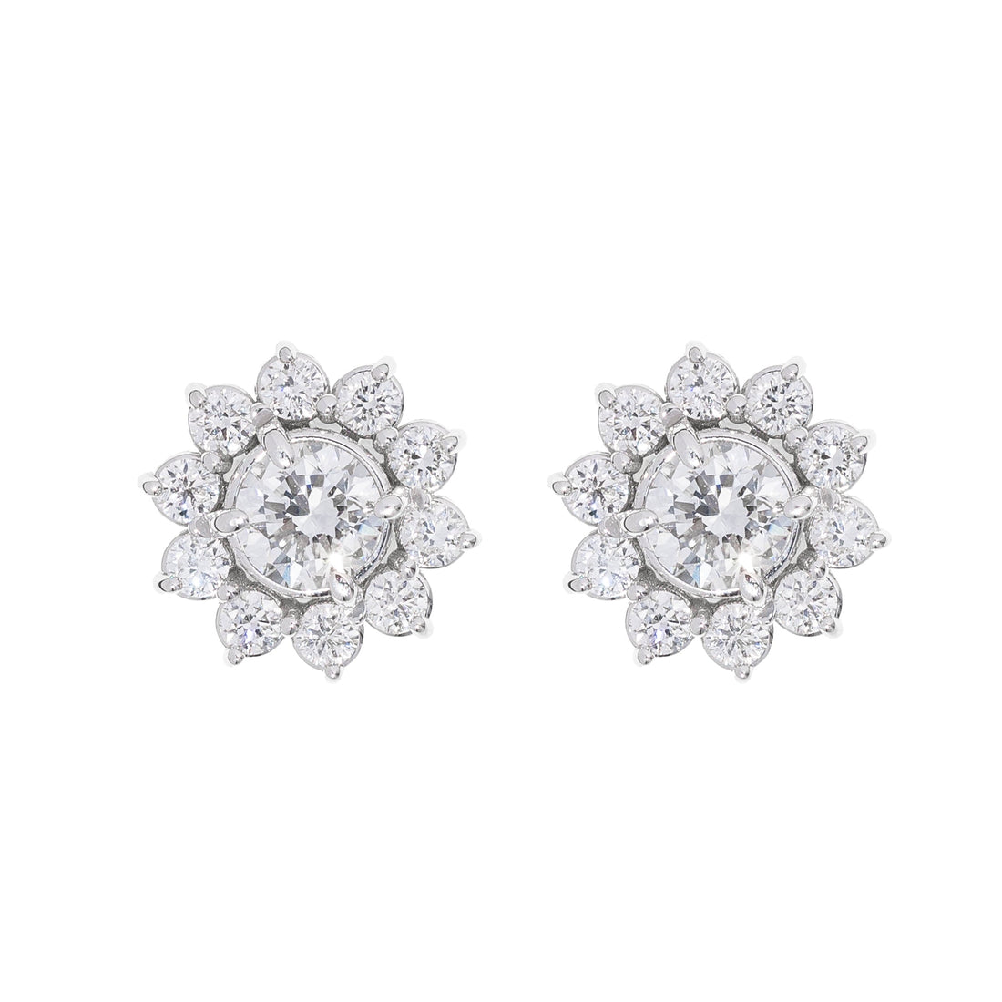 3.35ct lab-grown diamond flower earrings – 14K white gold – 1Luxury Miami