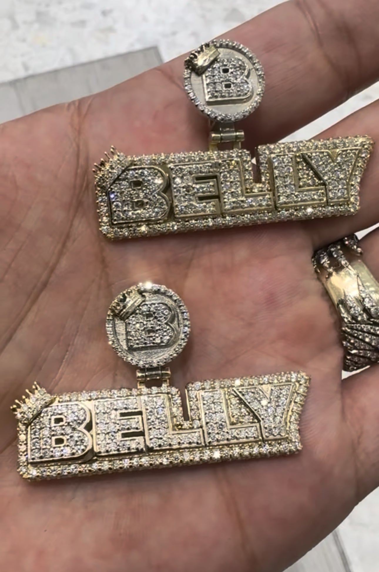 Gold & Diamond Name Pendant