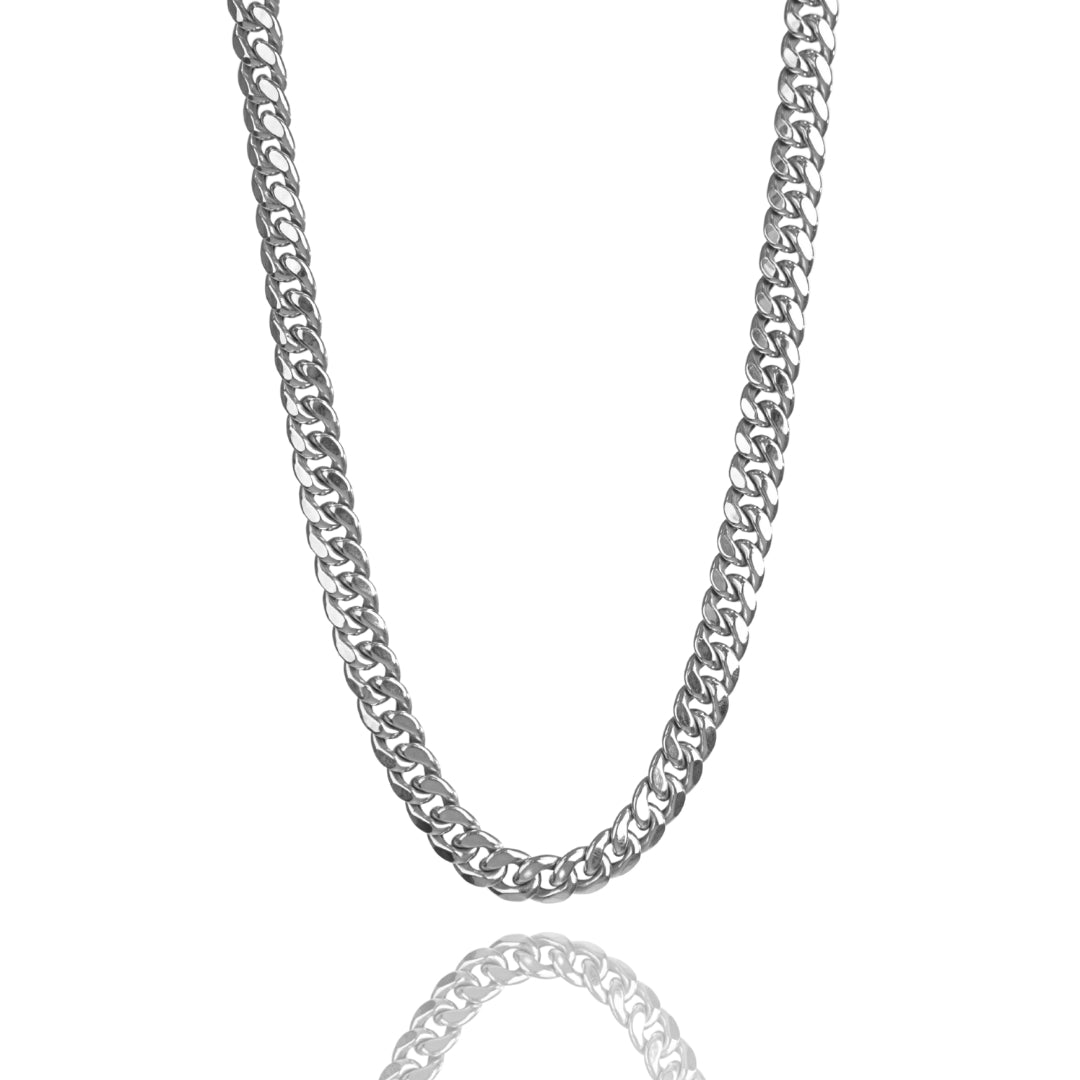 Hollow White Gold Cuban Link Chain 7.5mm - 15mm
