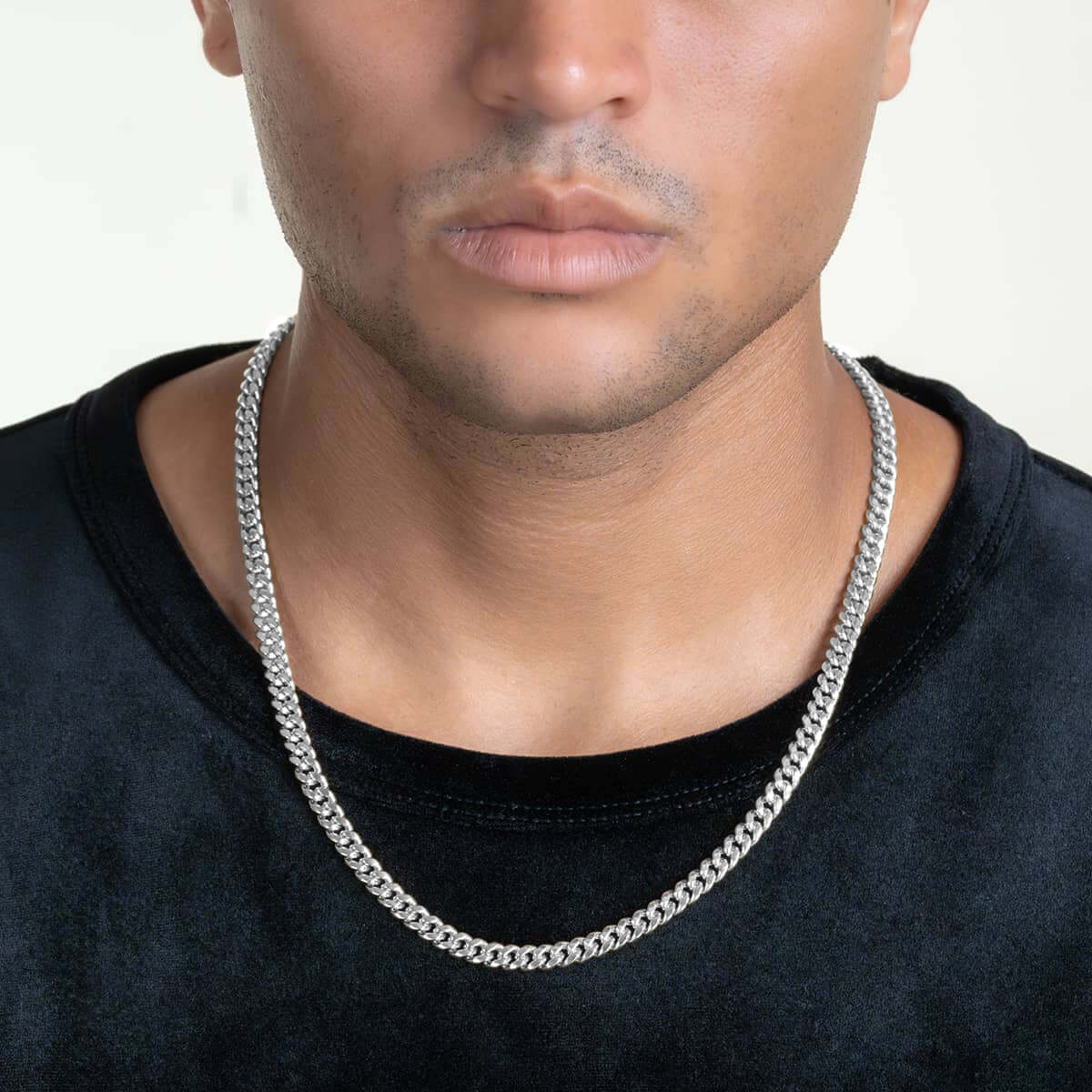 Hollow White Gold Cuban Link Chain 7.5mm - 15mm