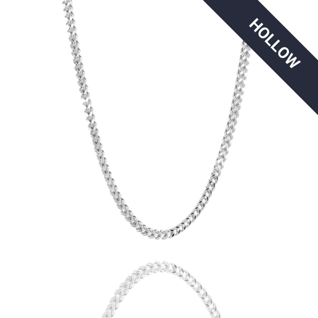 Franco Chain - 2mm-5.5mm Hollow White Gold