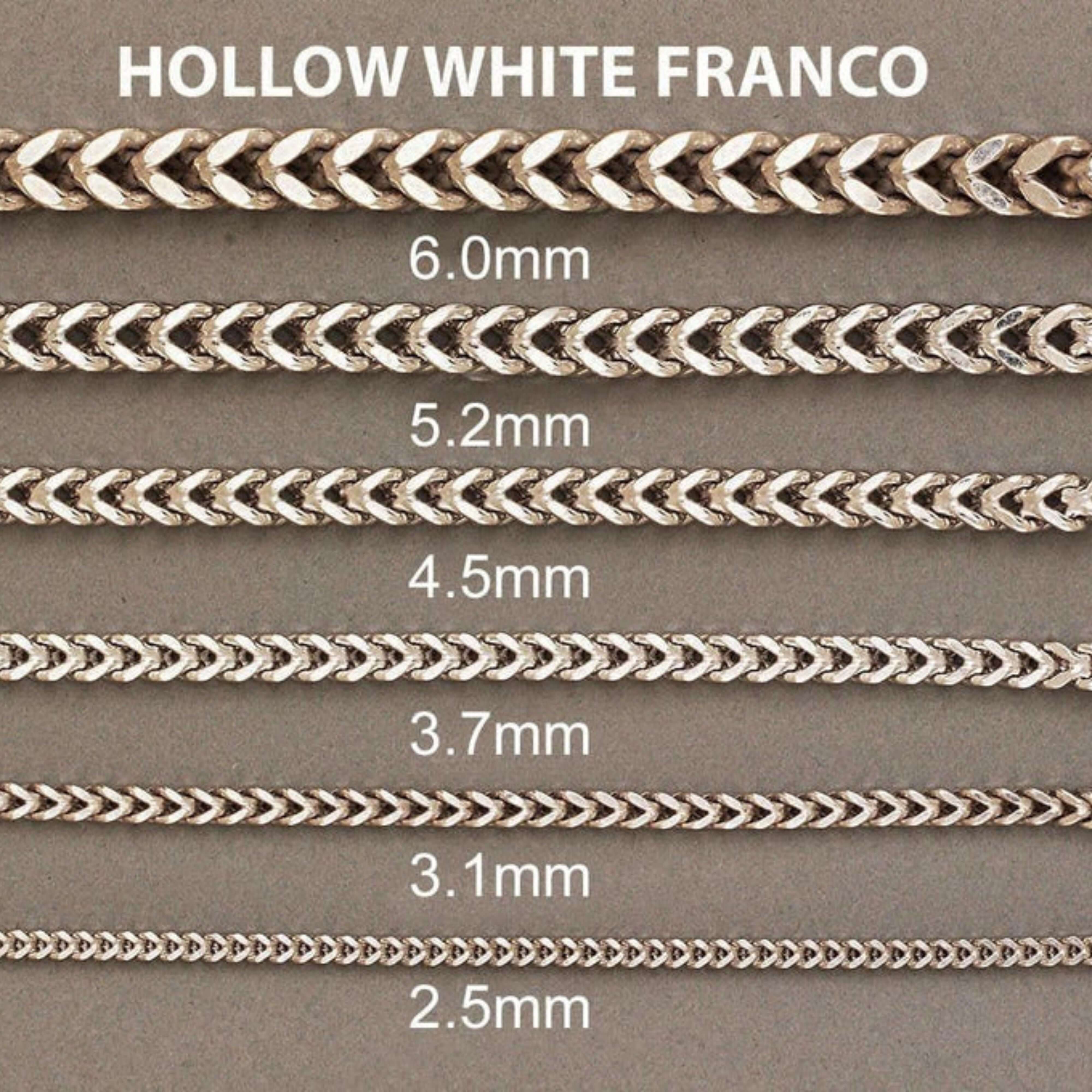 Franco Chain - 2mm-5.5mm Hollow White Gold
