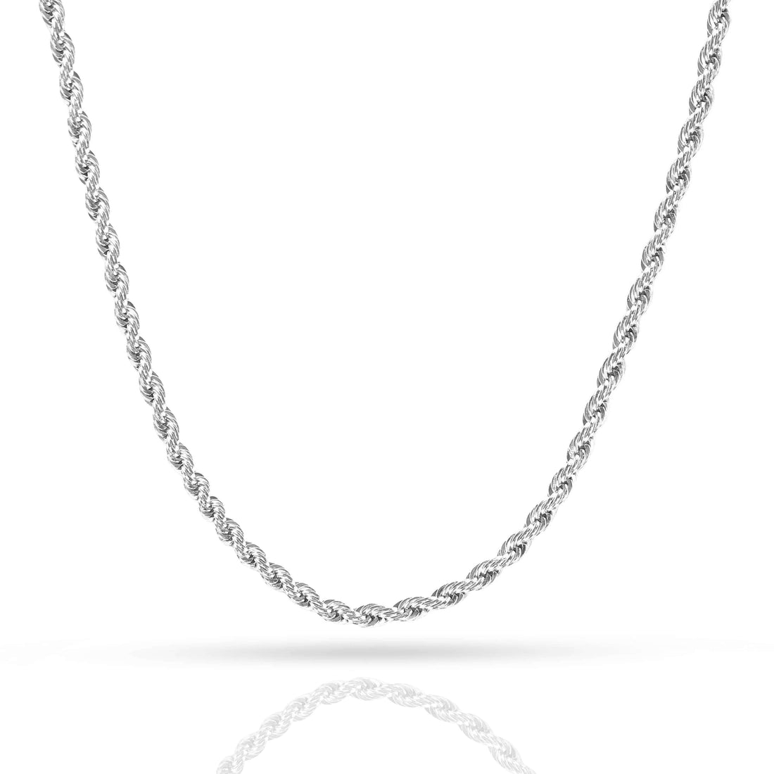 Rope Chain - 2mm-5mm Hollow White Gold